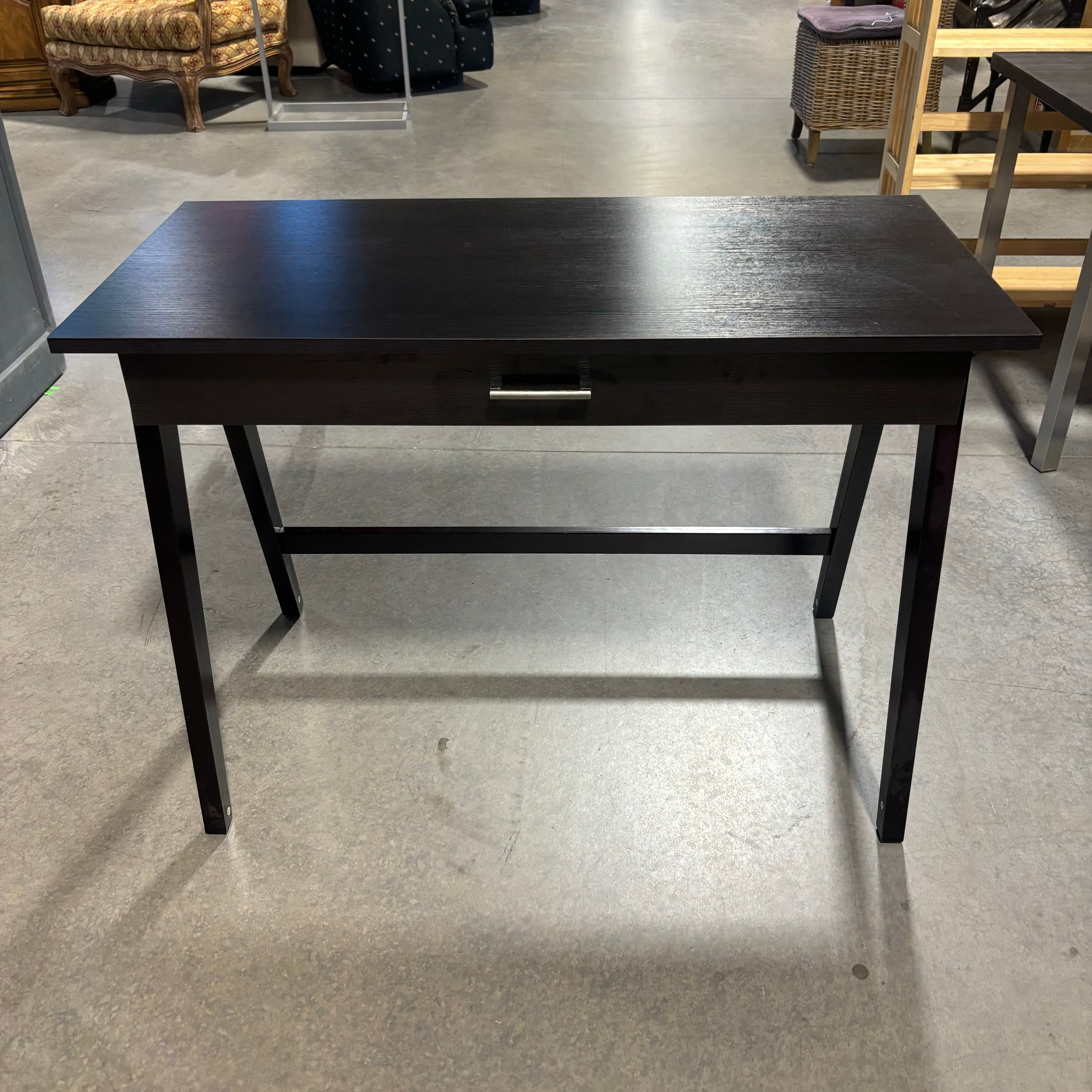Dark Wood Style 1 Drawer with Trestle Desk 42"x 20"x 30"