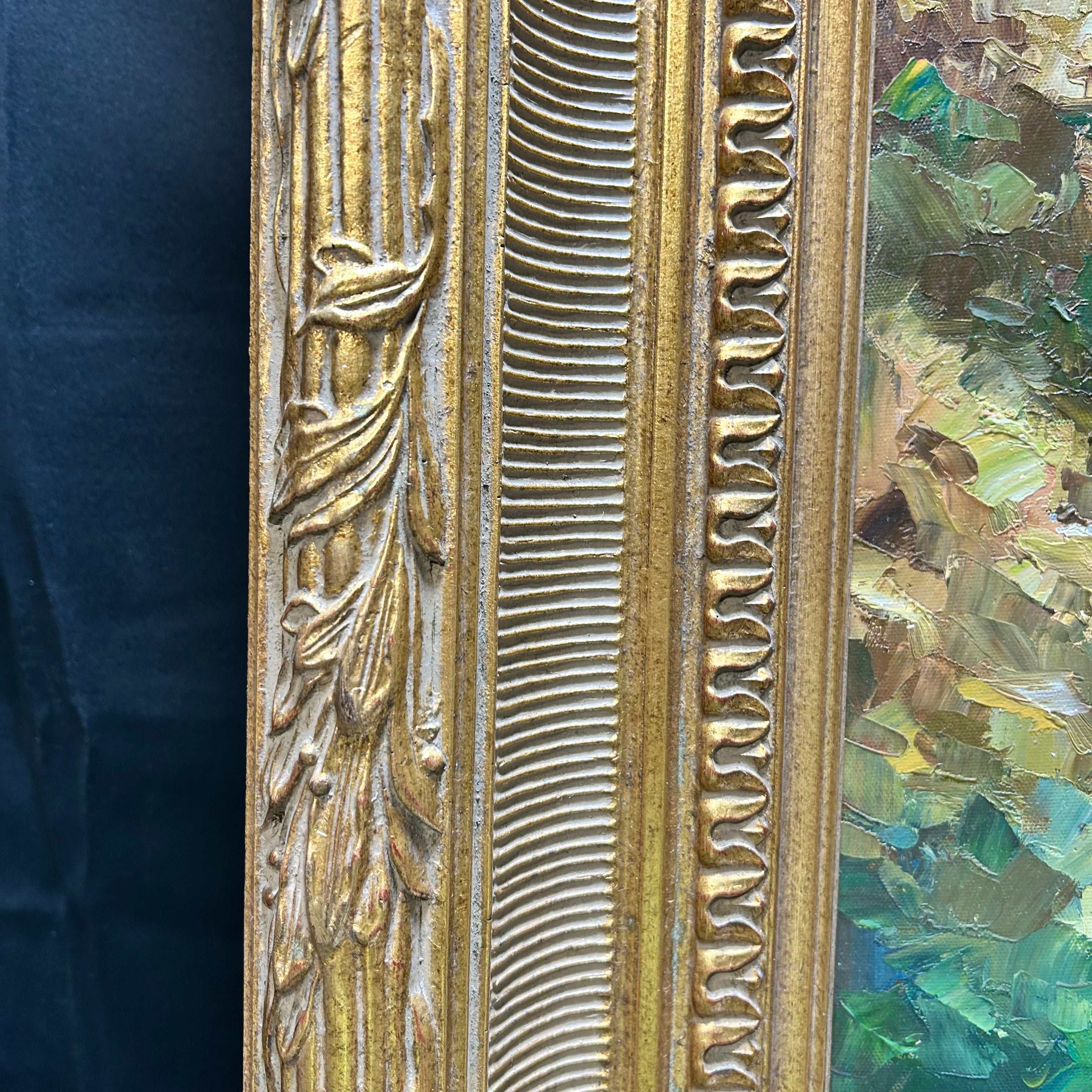 Large Oil Painting Of The Mediterranean  With Gold Wood Frame 47"x 59"