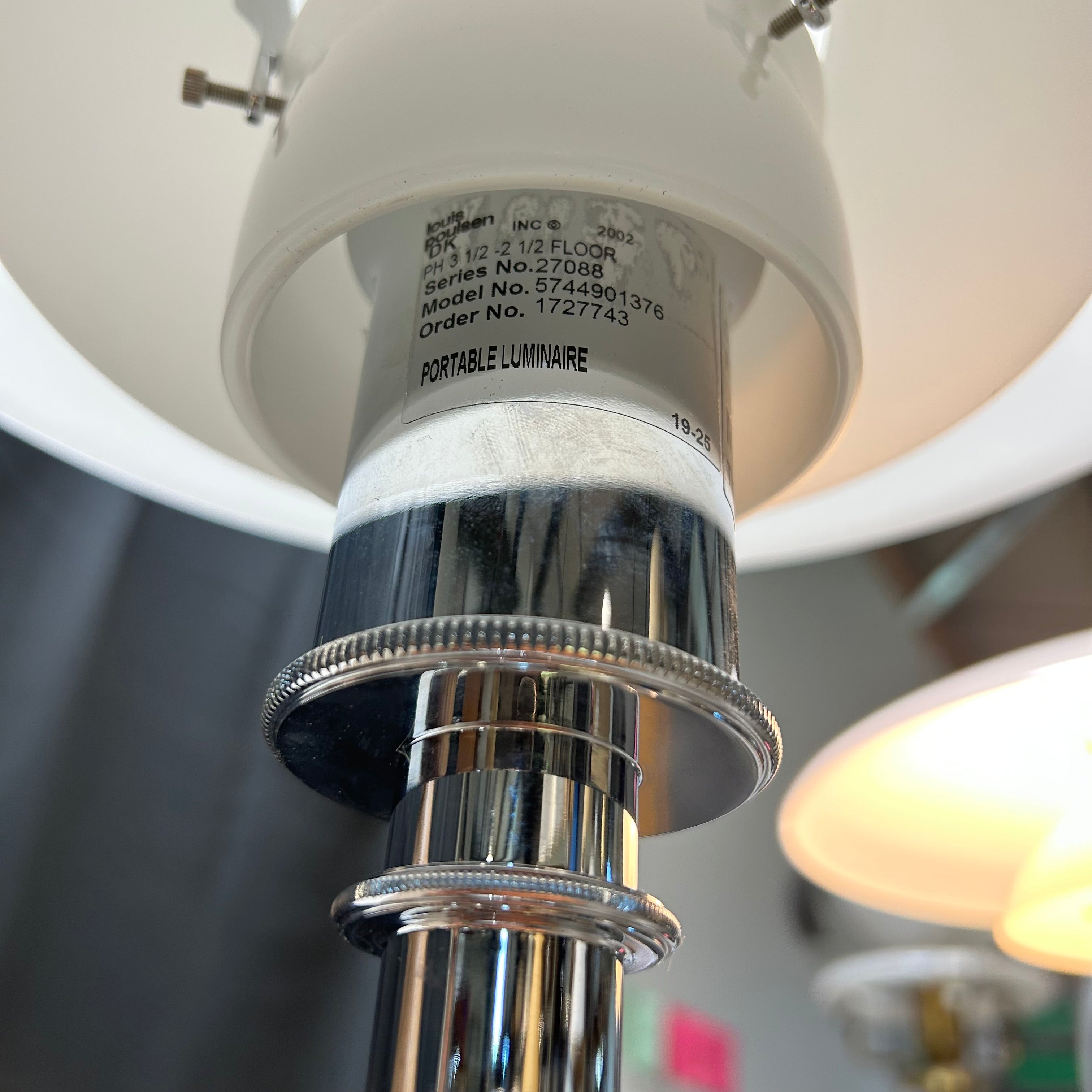 Louis Poulsen PH 3 1/2- 2 1/2 Chrome & Glass Floor Lamp  Model 5744901376