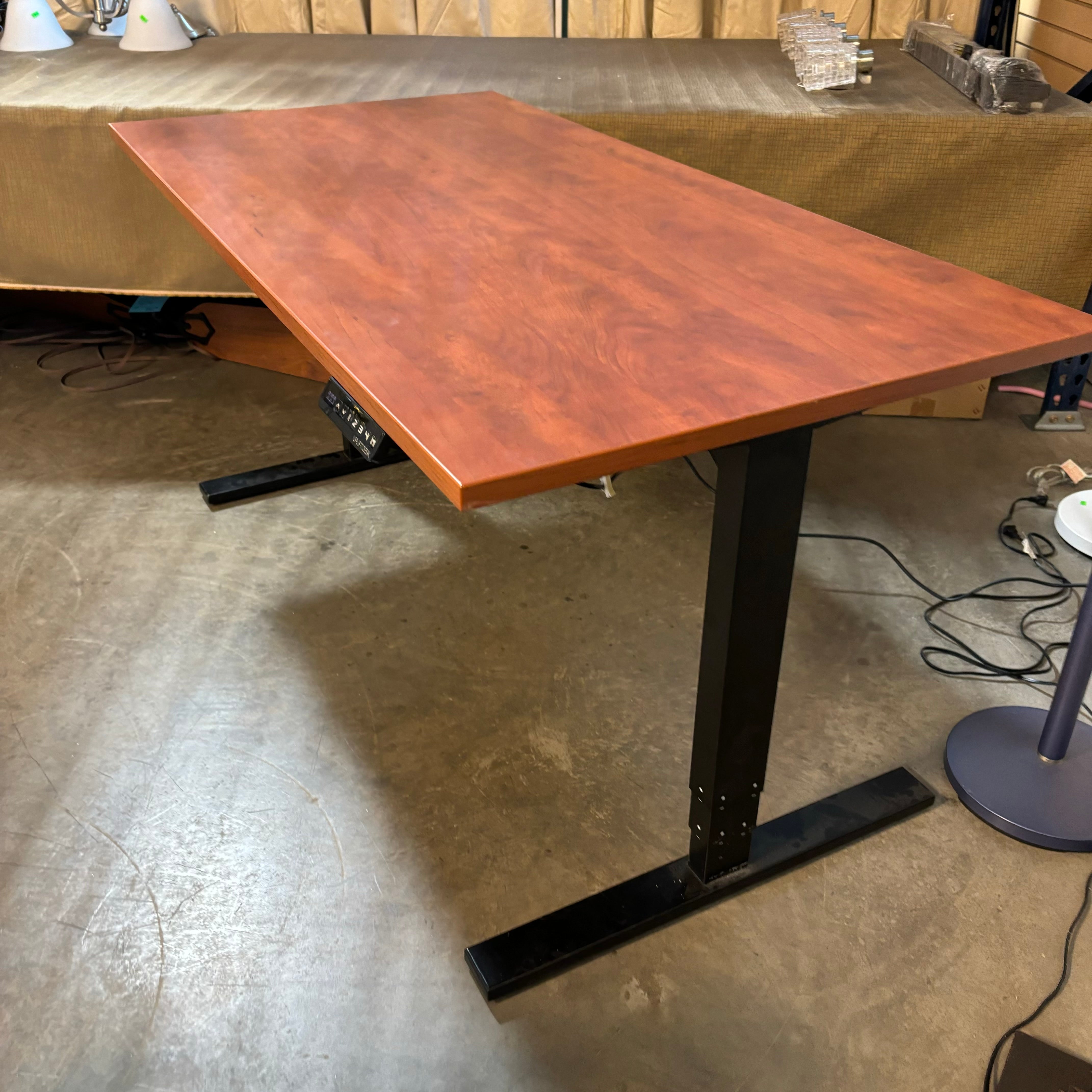 Uplift Red Wood Veneer Style  Adjustable Height Standing Desk 60"x 30"x 24" to 50"