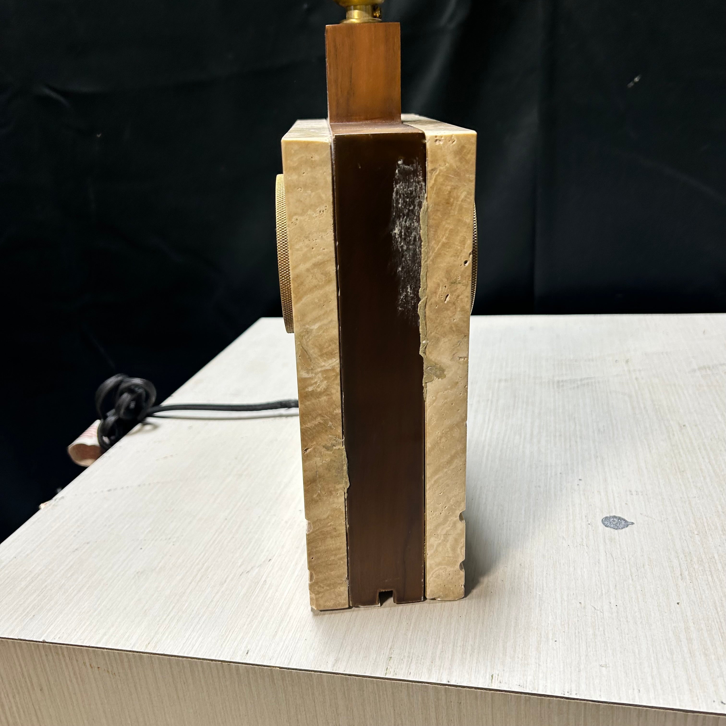 Jonathan Adler Topanga wood & Stone Table Lamp 8"x 3"x 13"