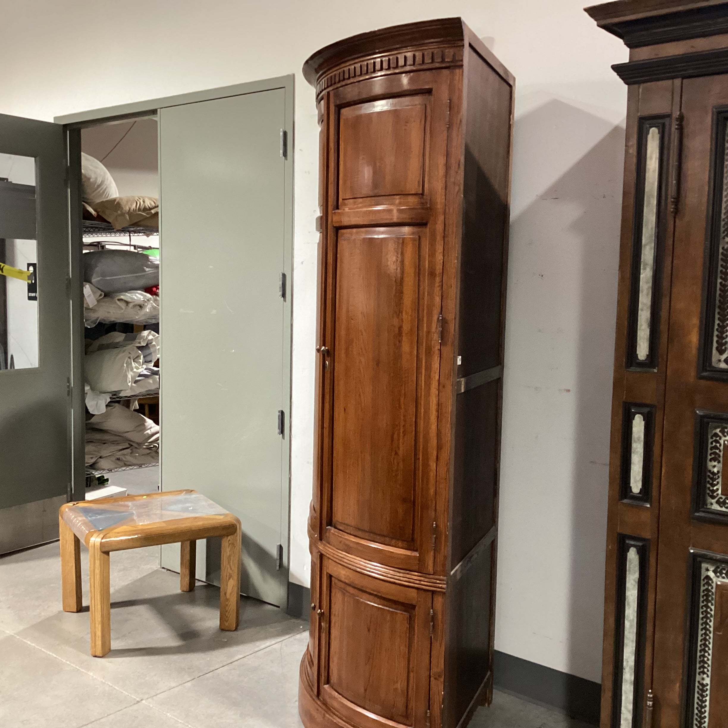 Lillian August Carved Wood with Shelves 4 Door Corner Display Armoire 42"x 30"x 91"