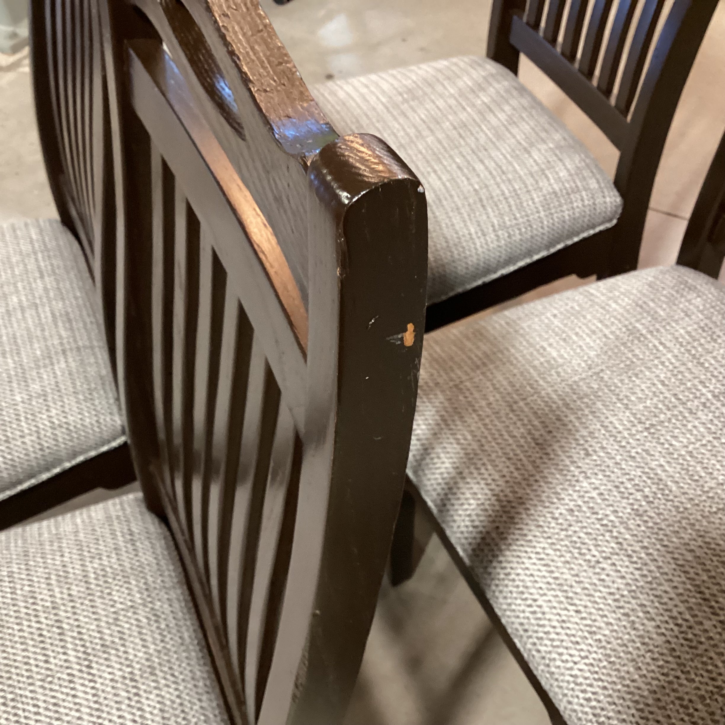 SET of 4 Dark Finish with Grey Woven Seat Dining Chairs 21"x 23"x 41"