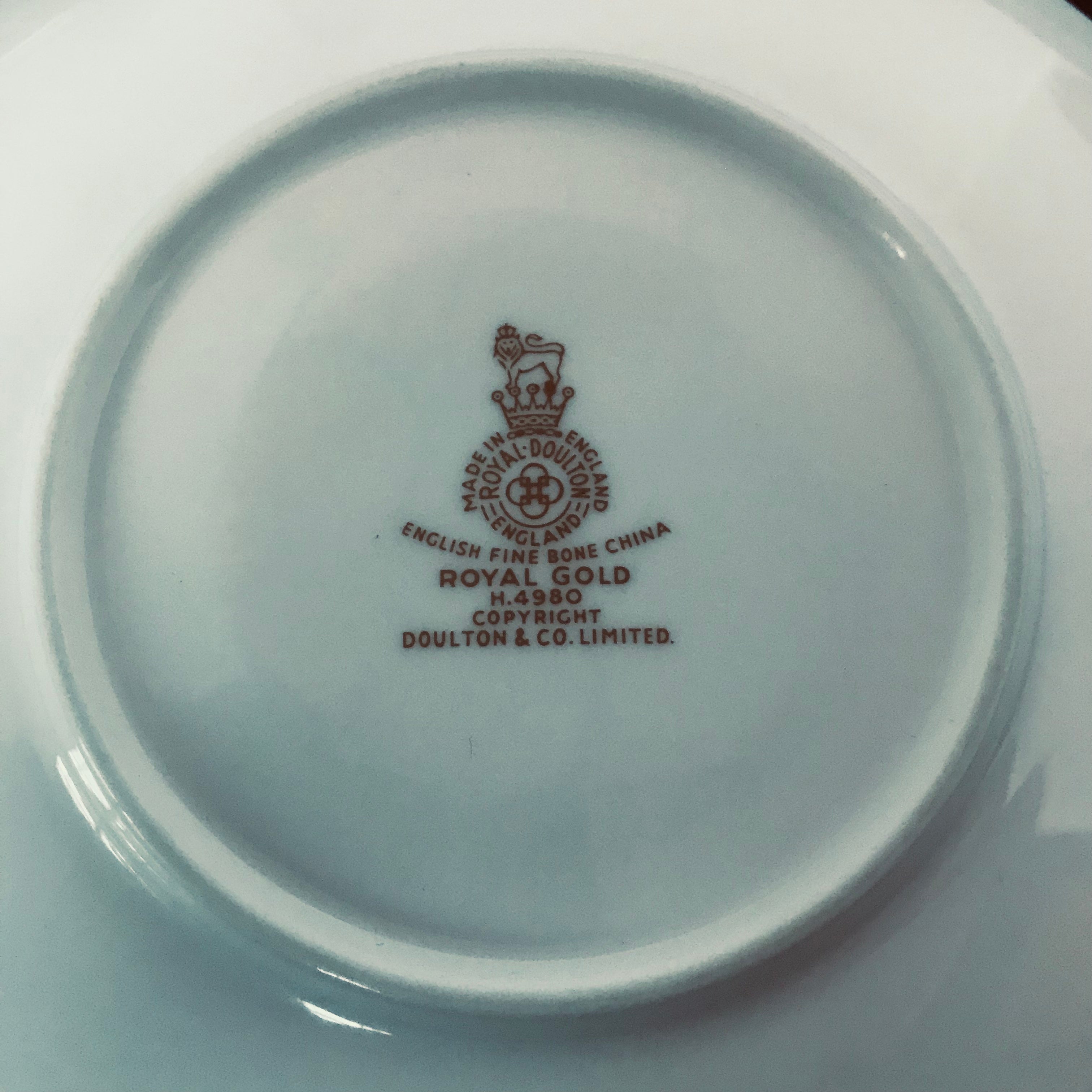 Set of 14 Vintage Royal Doulton "Royal Gold" #4980 Saucers