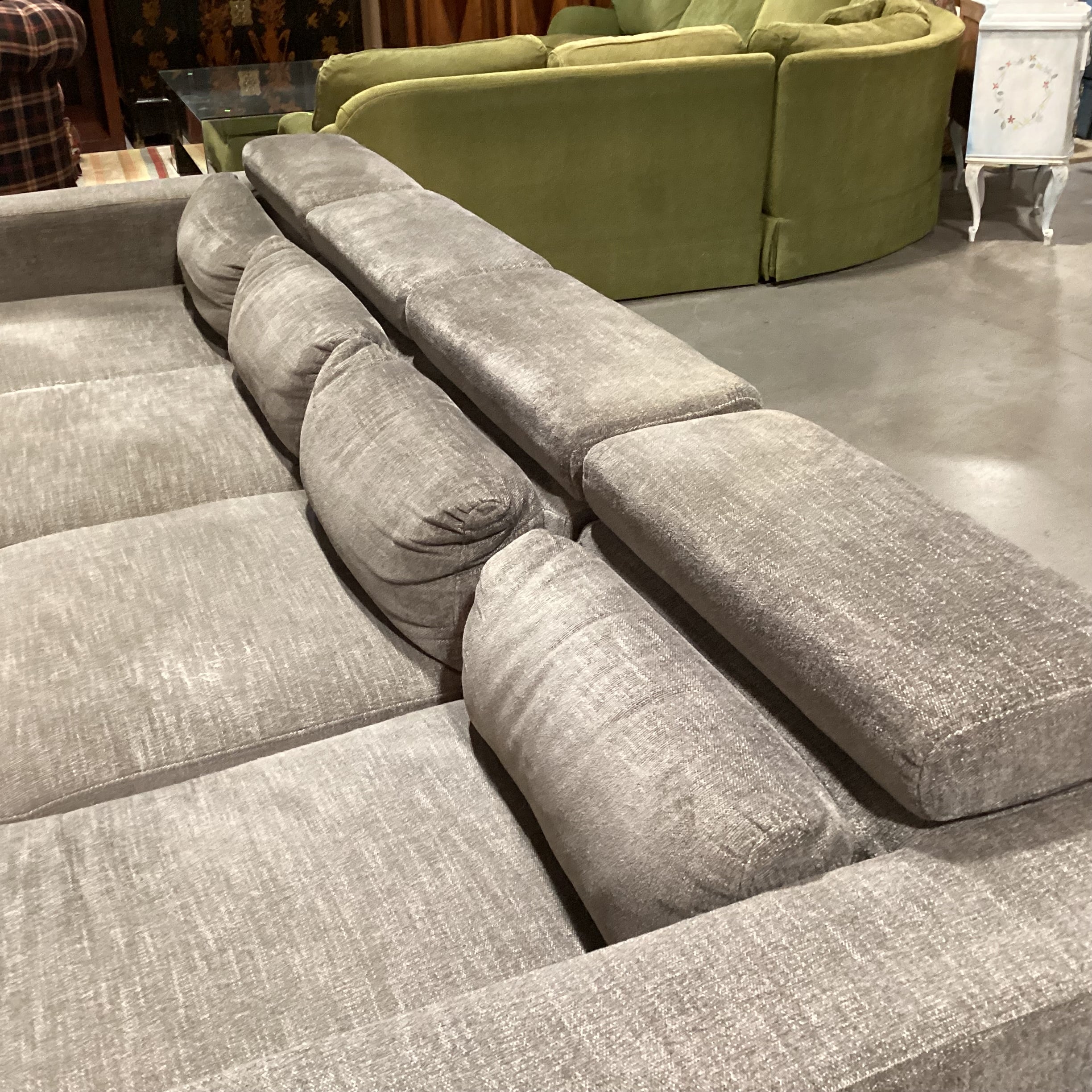 Fine Home Limited Grey Woven 2 End Chaise Pullout Middle Popup & Adjustable Headrests 3 Piece Sectional 122"x 69"x 69"x 31"