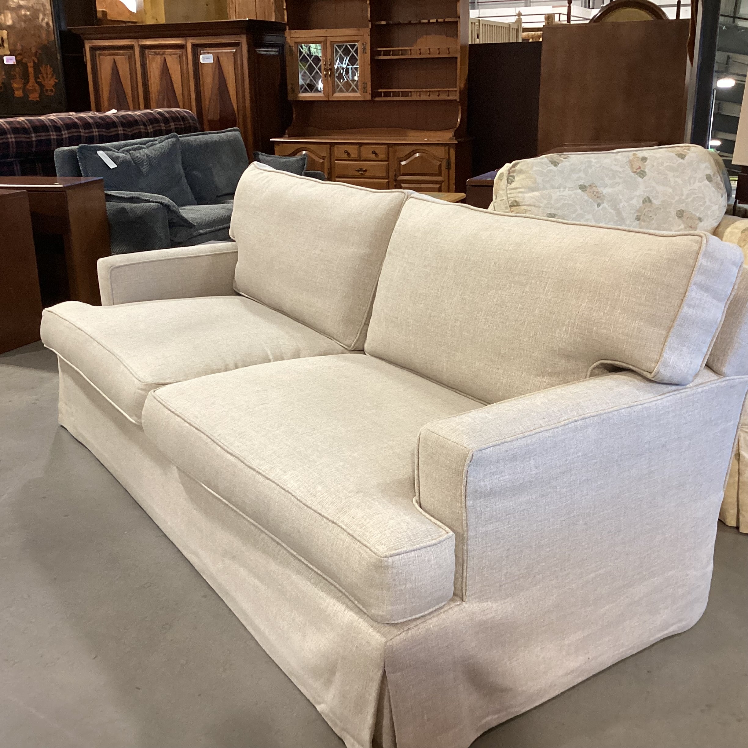 Barclay Buttera Home Los Angeles Oatmeal Heavy Texture Woven Down Mix Custom Sofa 85"x 41"x 32"