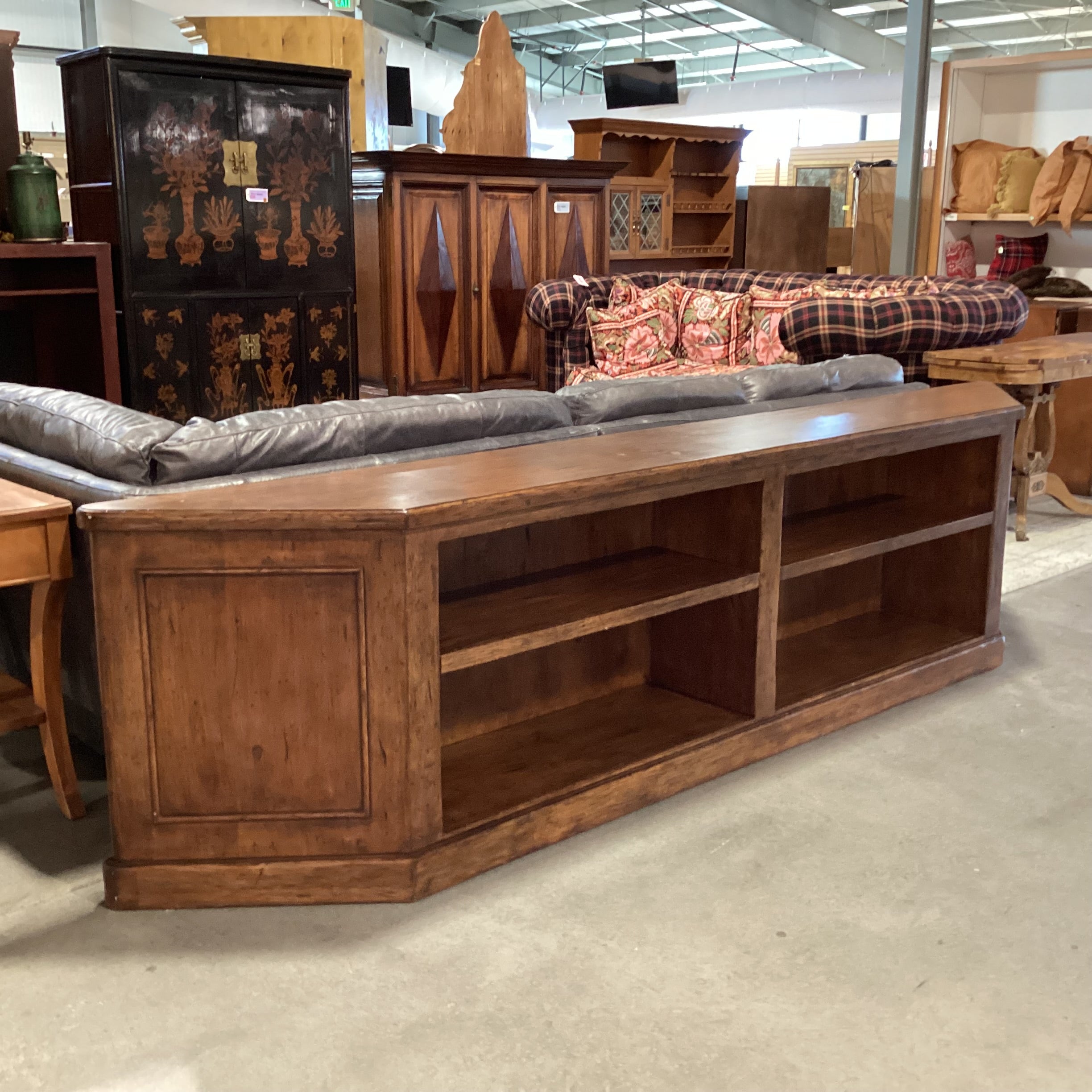 Distressed Finish Solid Wood with Shelves Console Sofa Table 119"x 16"x 30.5"