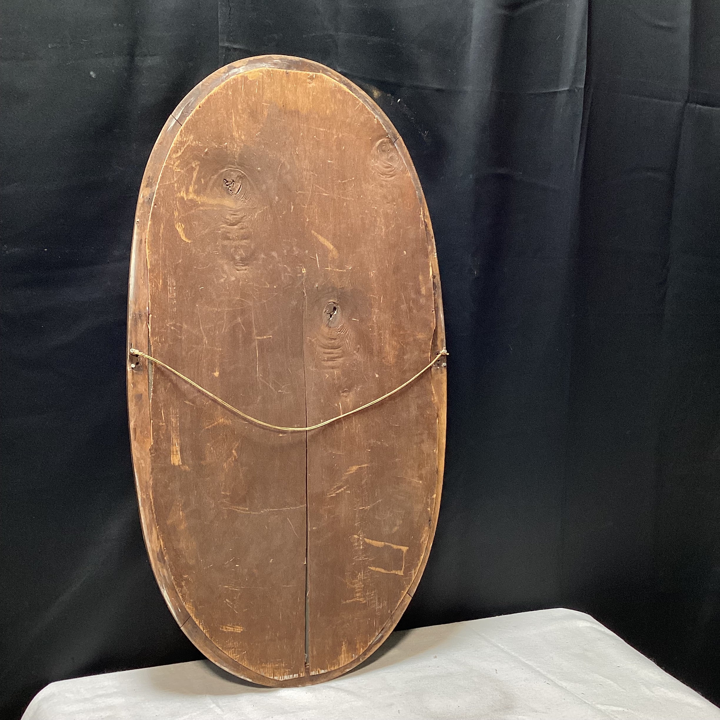 Vintage Wooden Oval Wall Mirror 20.5" x 38.5"
