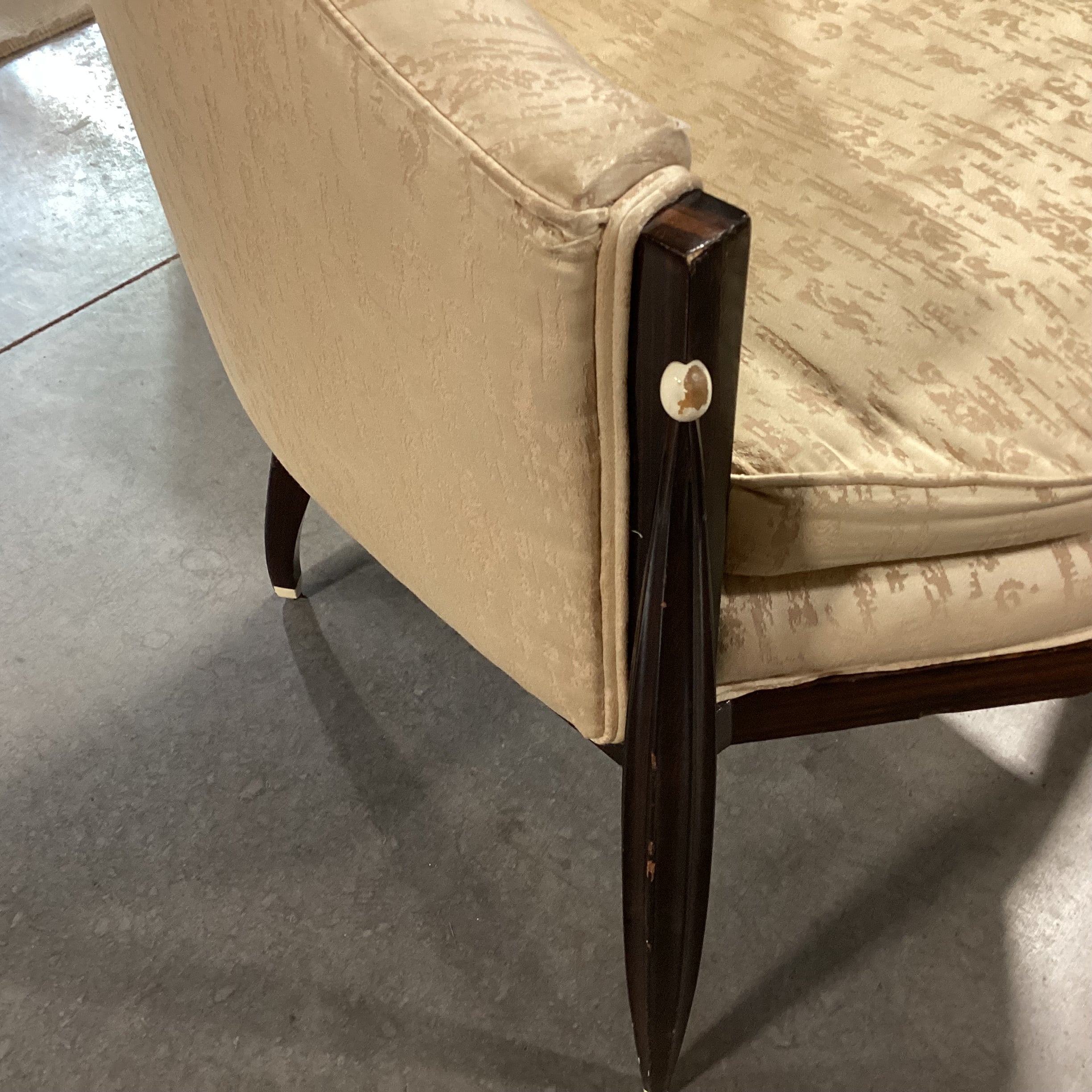 Art Deco Style Zebra Finished Wood & Silky Blend Gold & Taupe Upholstered Chair 25"x 27"x 34"