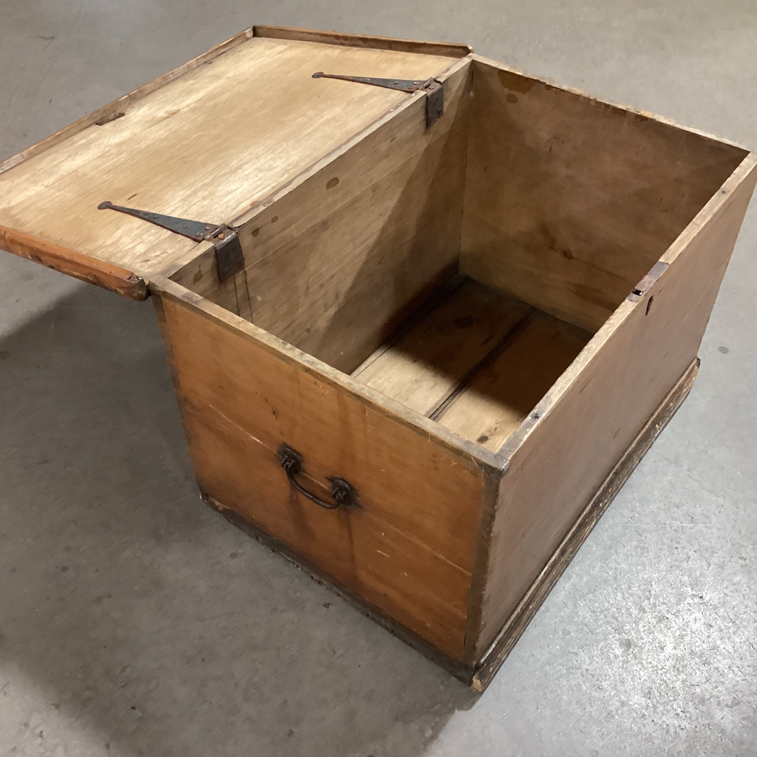 Antique Wood with Iron Handles Small Trunk 27"x 18"x 17"
