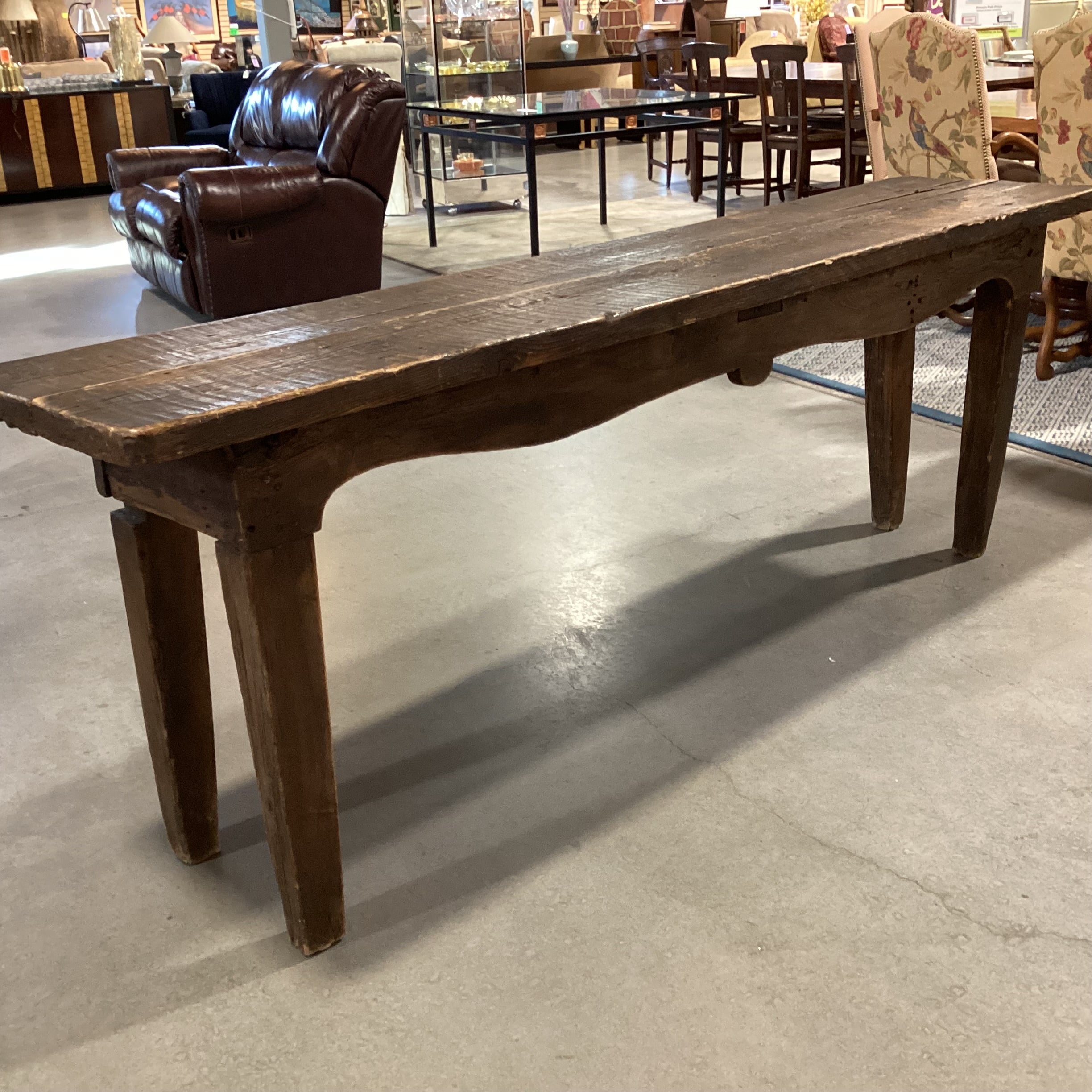 Antique Rustic Reclaimed Wood Console Sofa Table 89"x 20"x 32"