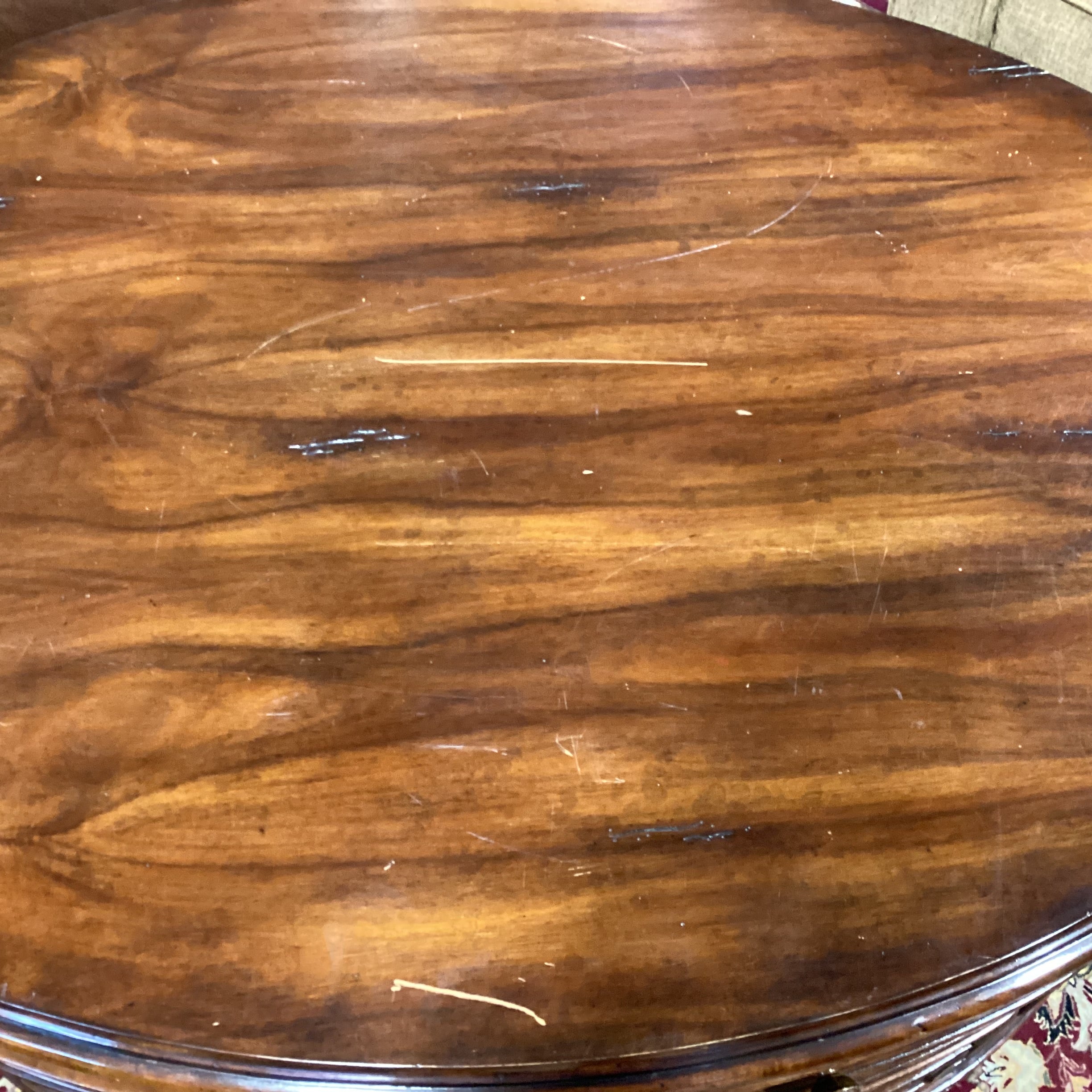 Theodore Alexander Style Oval Dark Finish 10 Drawer Coffee Table 48"x 36"x 23"