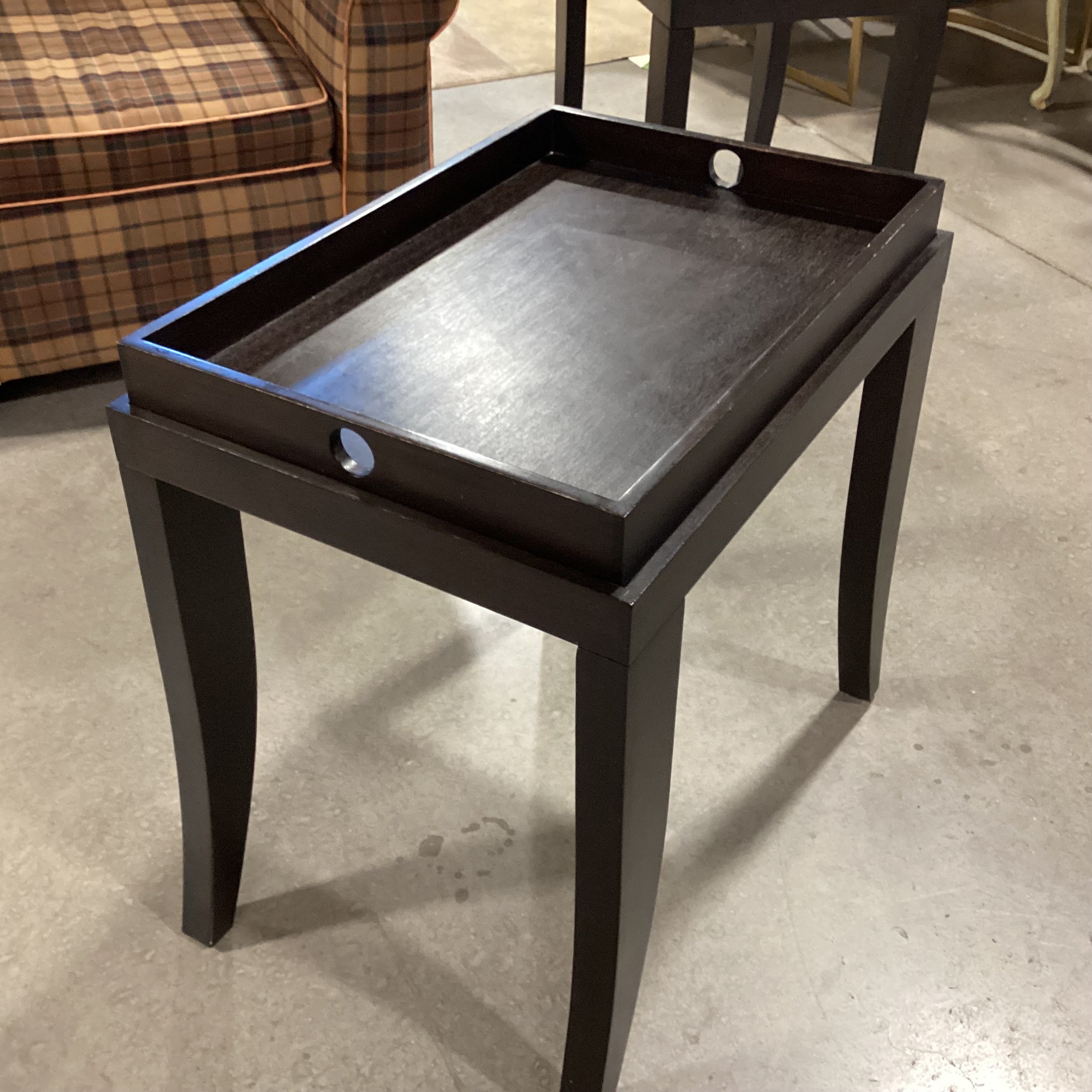 Dark Finish Wood Tray Top End Table 24"x 17"x 24.5"