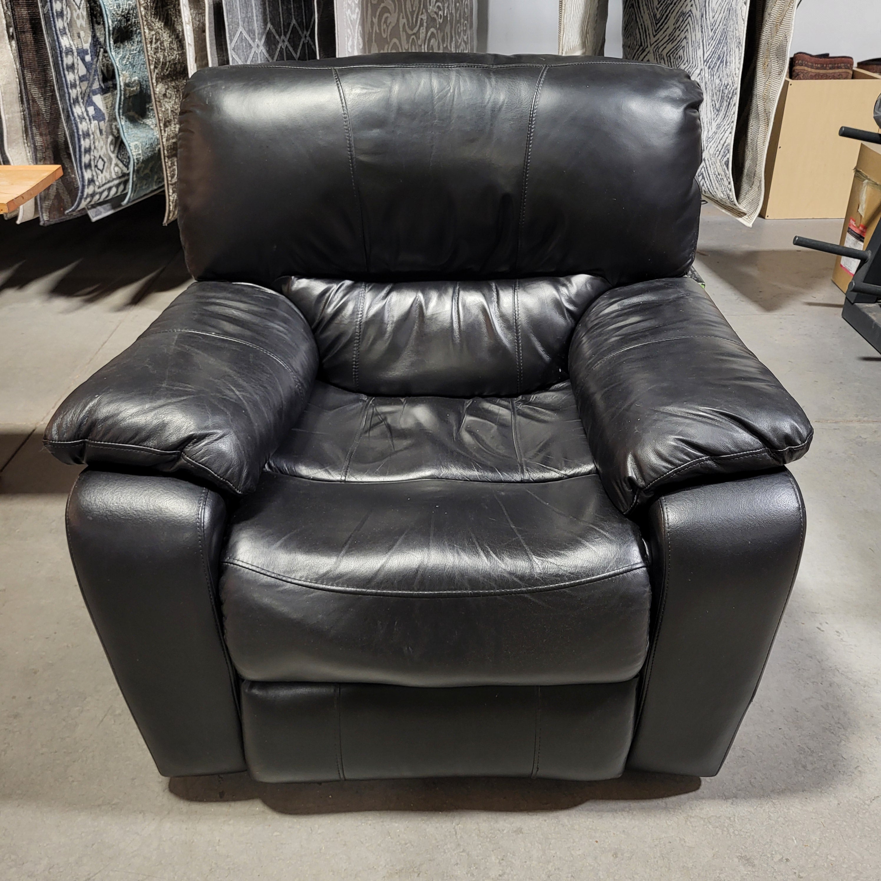 Black Faux Leather Recliner Chair 39"x 38"x 36"