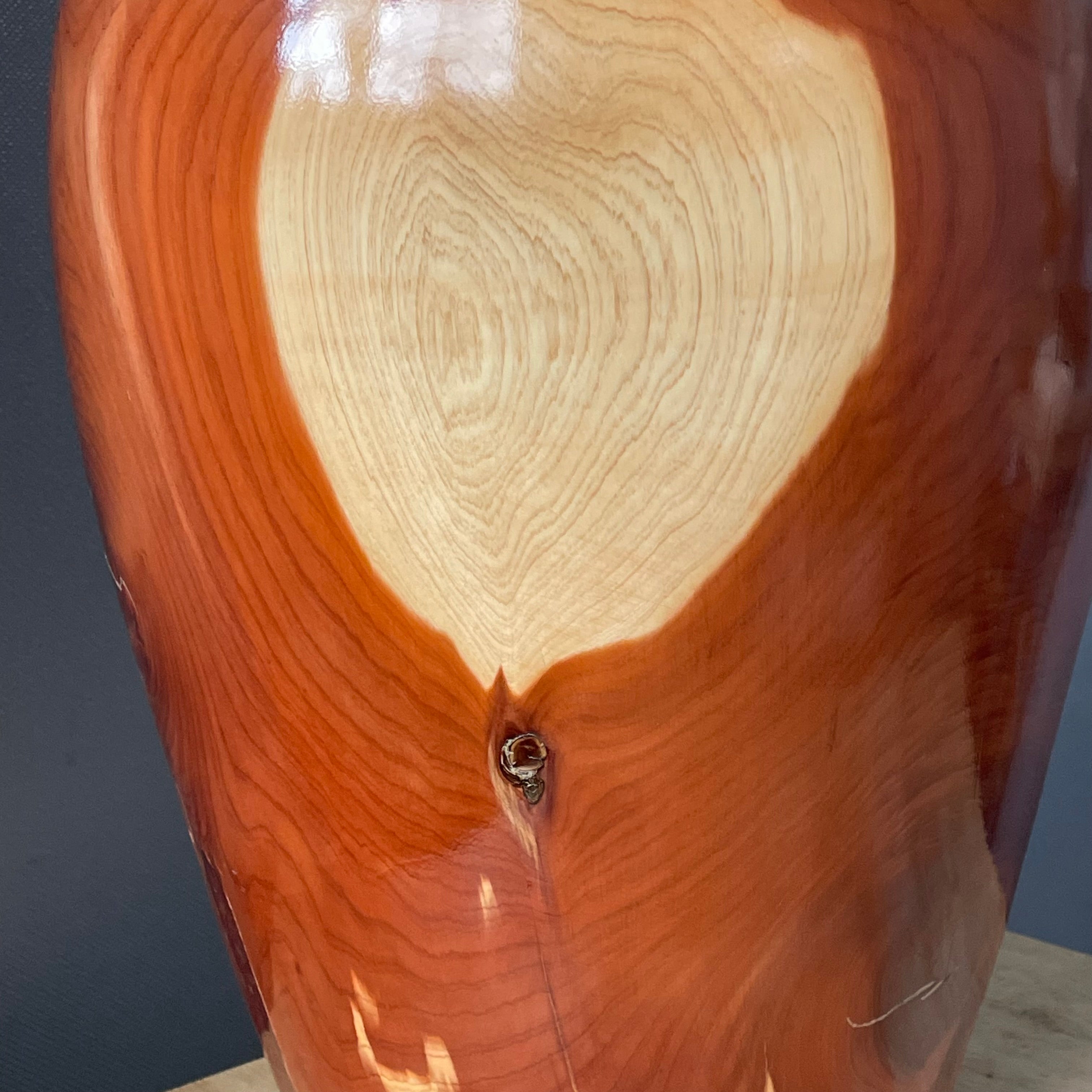 John Scott, Colorado Artist Hand-Turned Burl Wood Vase, 12"x 21"