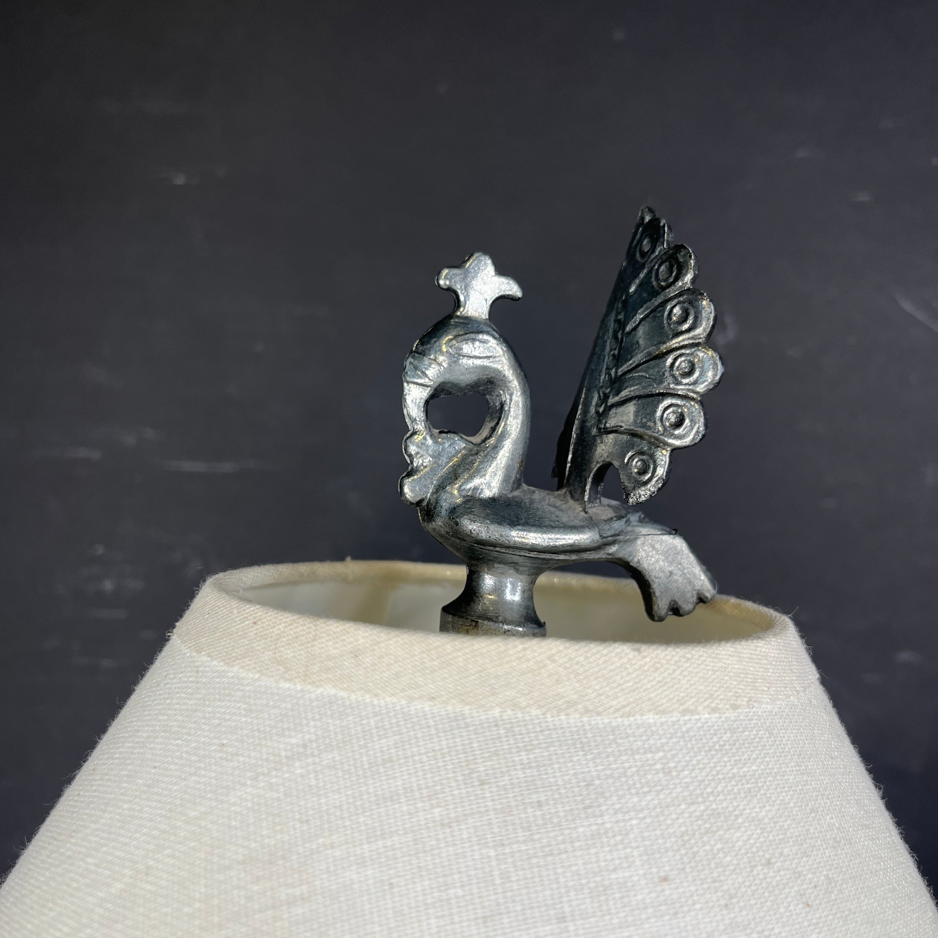 Vintage Cast Metal with Shade Table Lamp 12” Diameter @ Shade x 23”