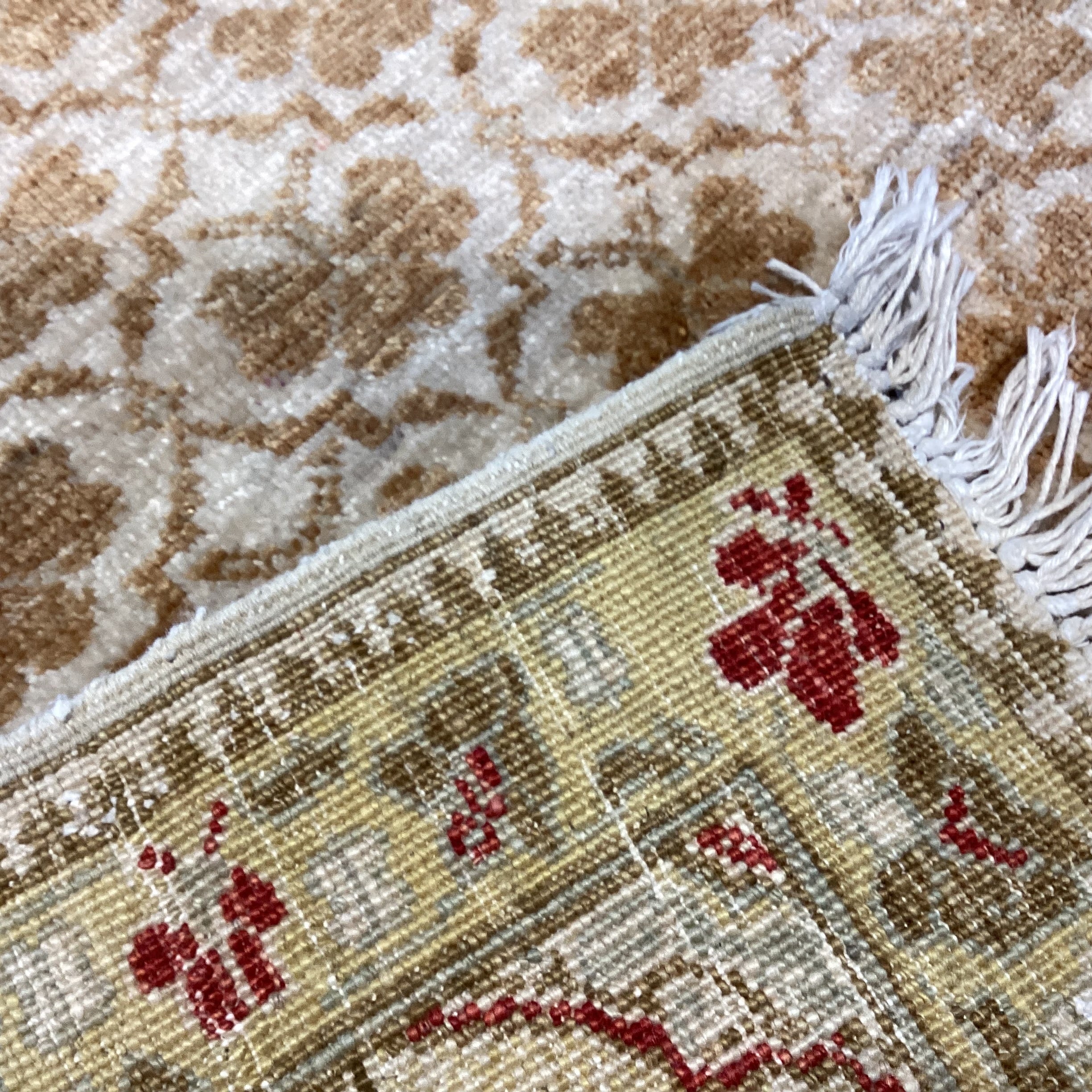 Cream Gold Rust Hand Woven Wool Rug 7'7" x 9'8"