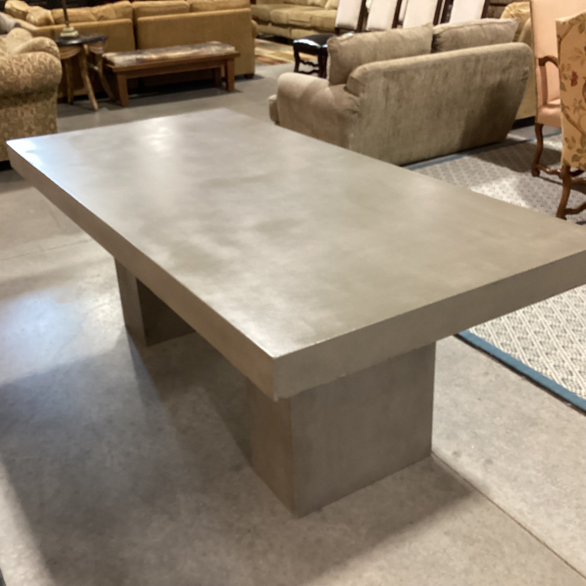 Concrete Double Pedestal Rectangle Dining Table 82.5"x 39.5"x 31"