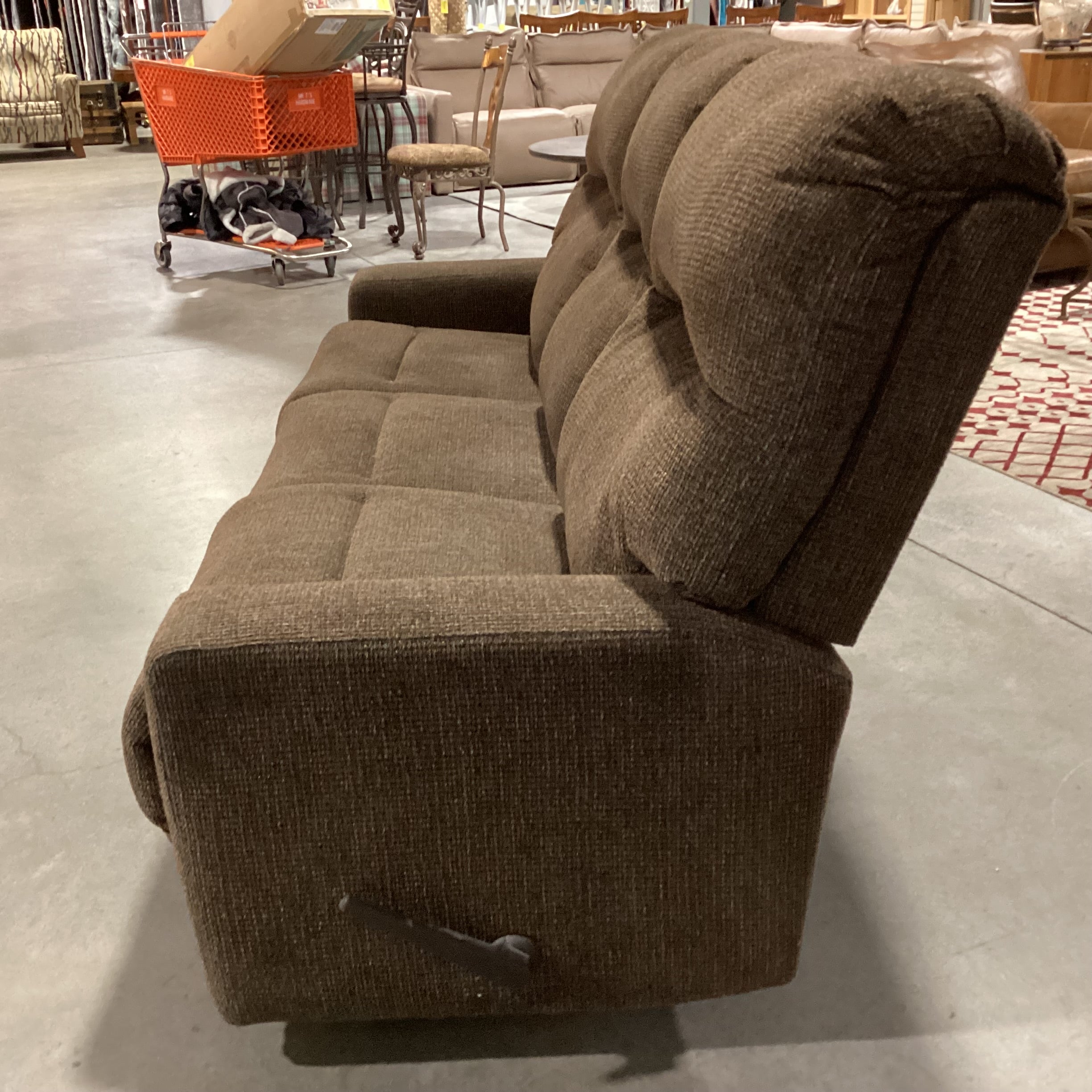 Best Chairs Furniture Brown Woven Upholstery Double Recling Sofa 81"x 36"x 43"