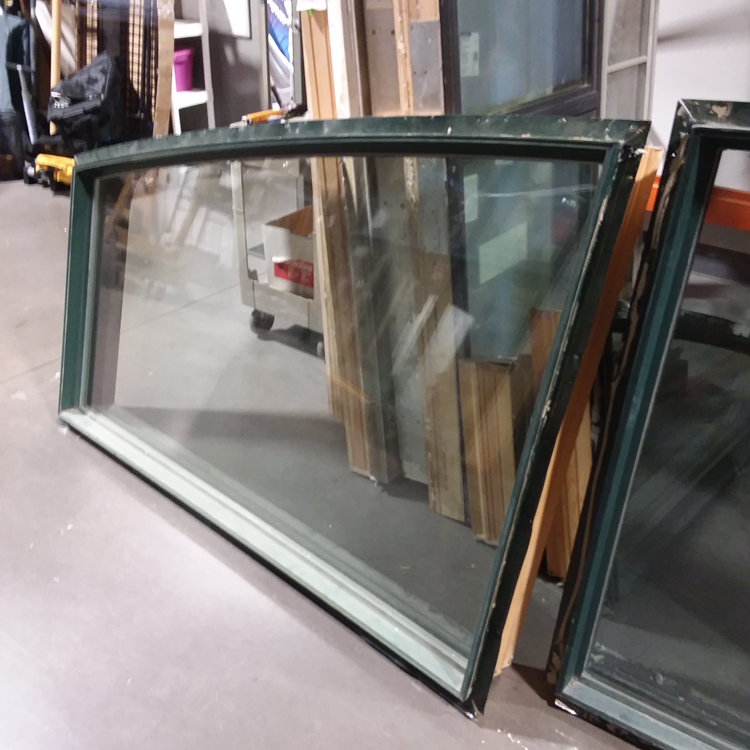 Set of 3 Green Metal Clad Arched Fixed Casement Windows