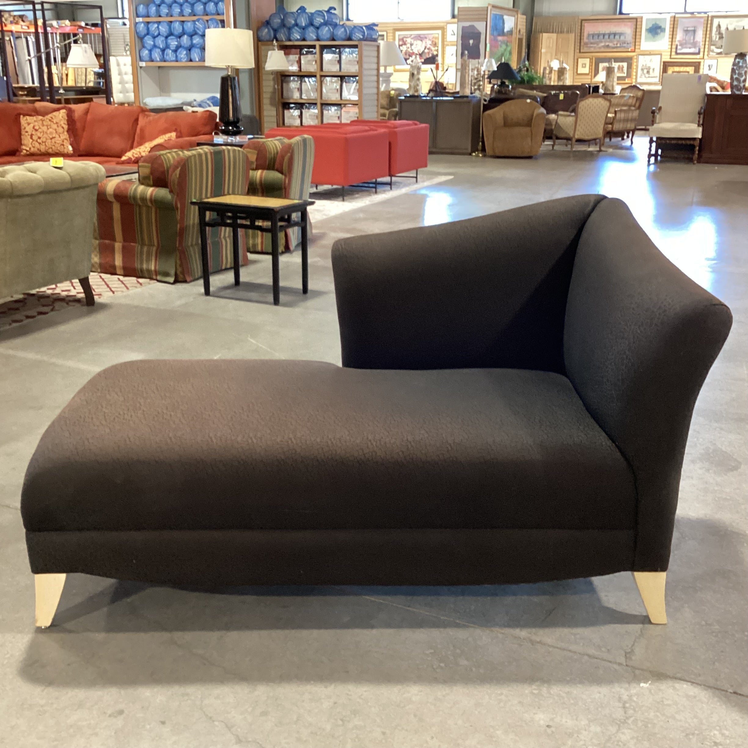 Textured Brown Modern Chaise Lounge Sofa 62"x 35"x 36"