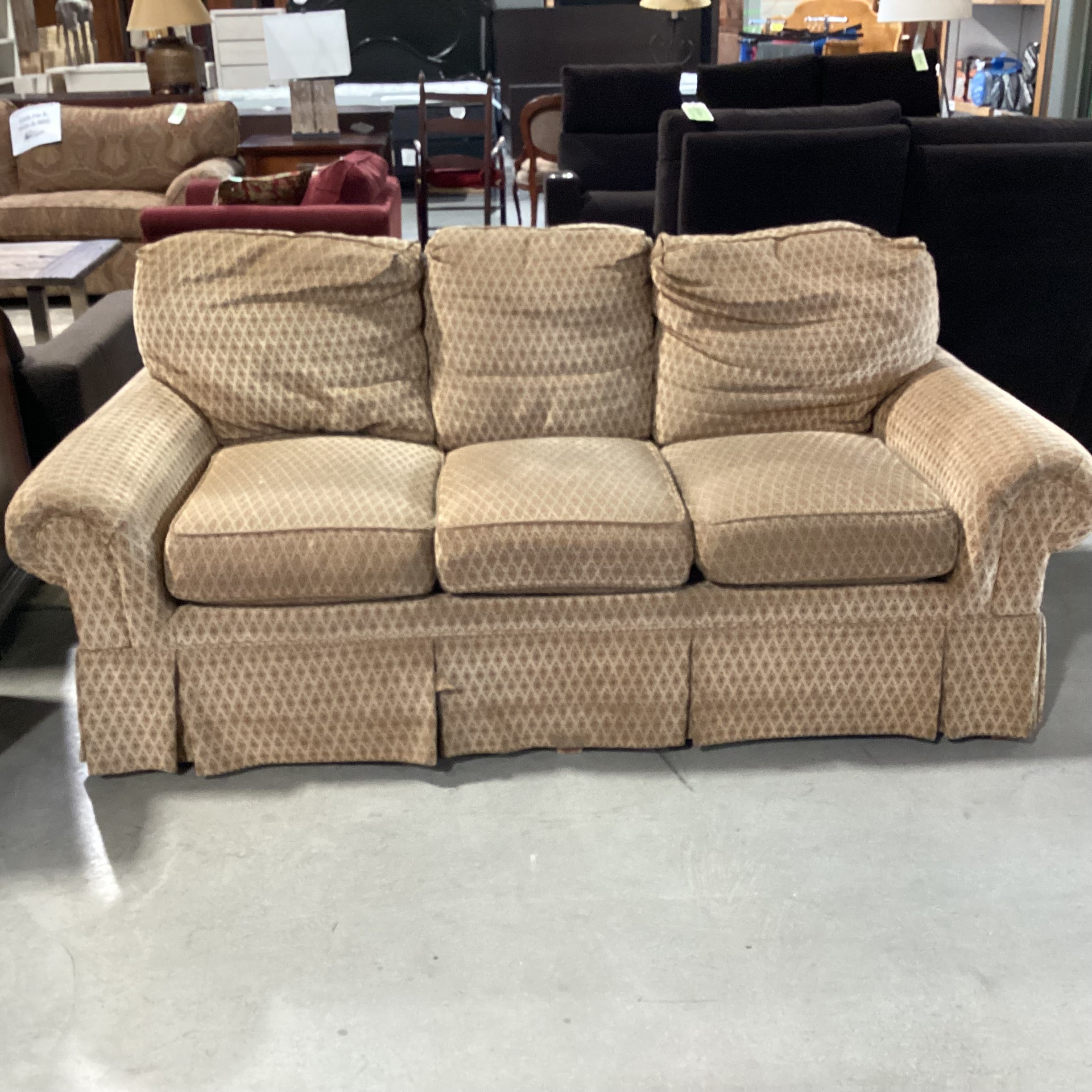 Smithe - Craft Golden Brown Rust Green Pattern Sofa 80"x 36"x 31"