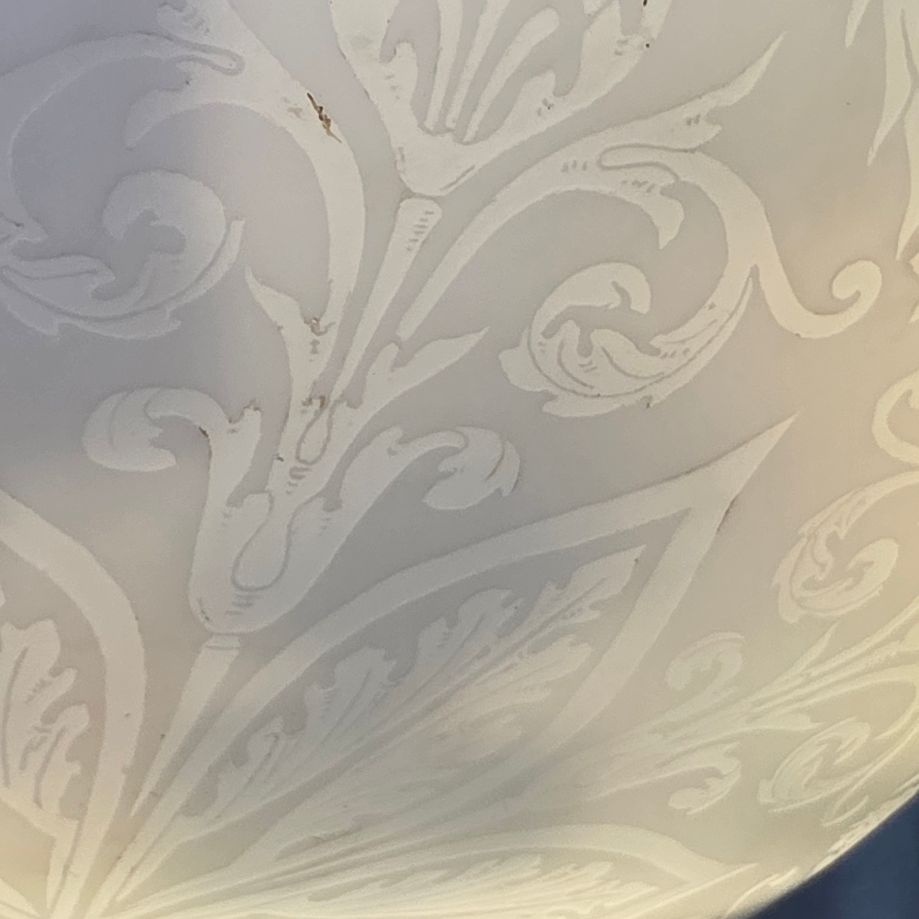 Circa 1920's - 1930's Antique Neoclassical Milk Glass Three Light Chandelier/Pendant 16.5"Dx21"