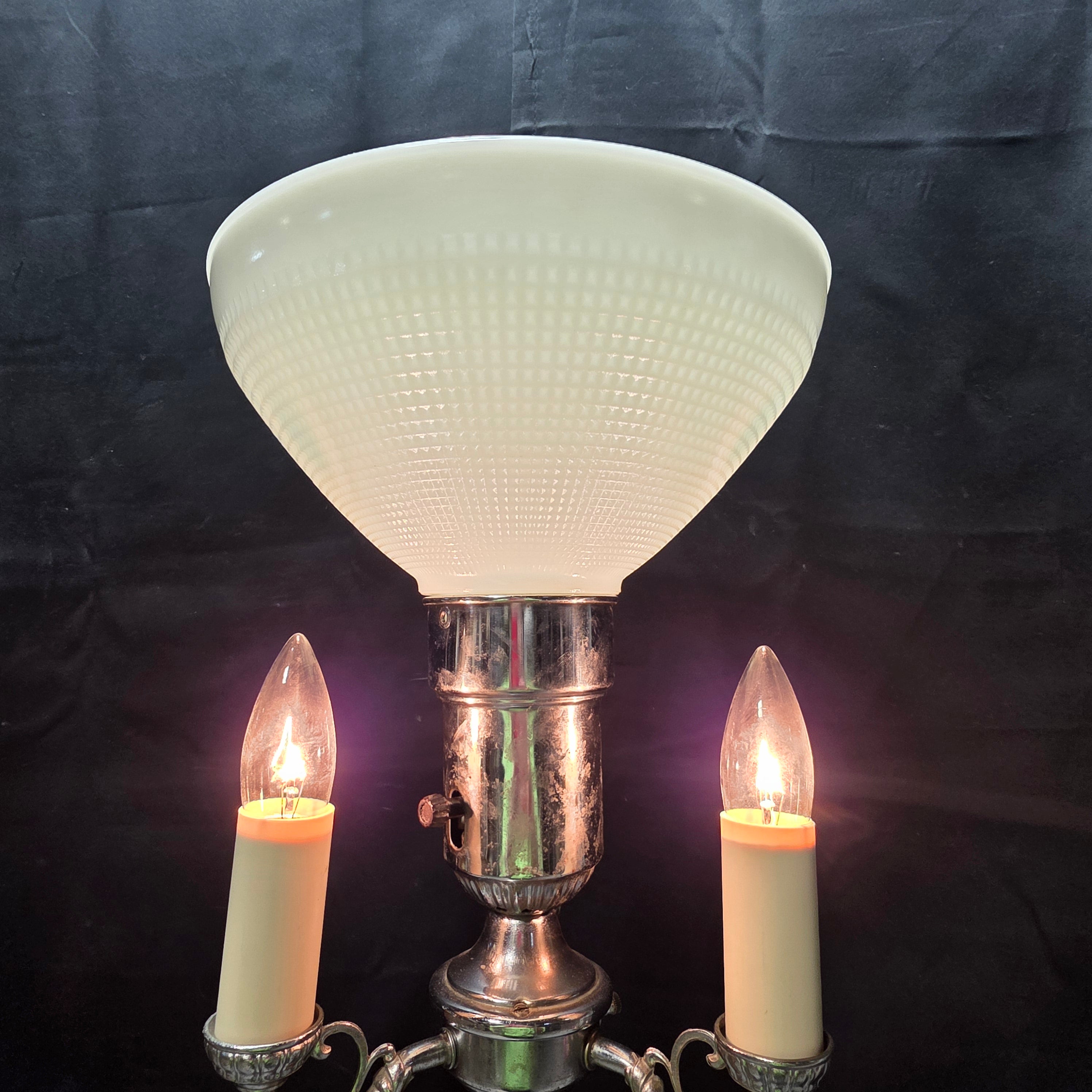 Art Deco 1950's Slag Glass 5 Light Floor Lamp 11" D x 60"