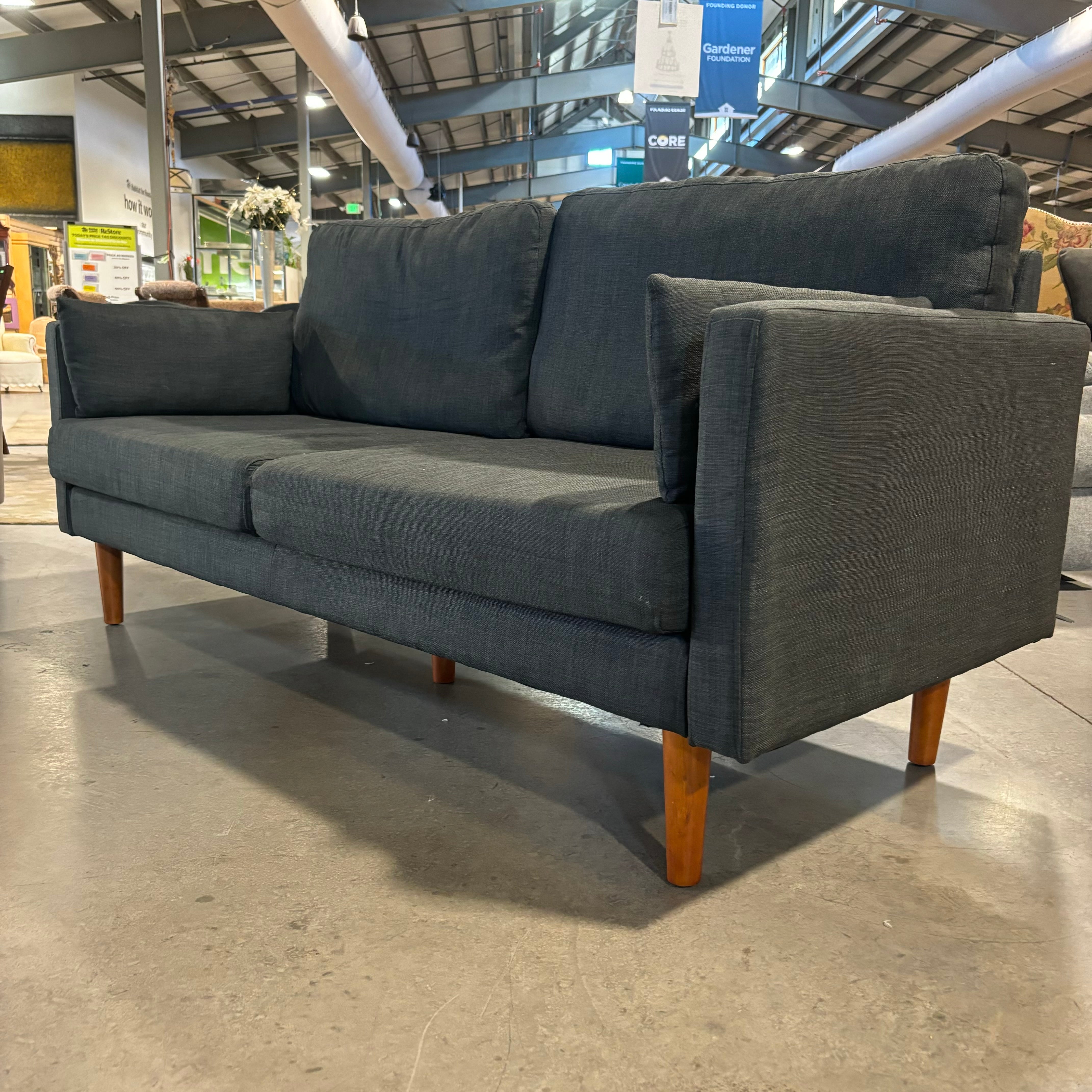 Charcoal Grey Woven Sofa 74"x 31"x 30"