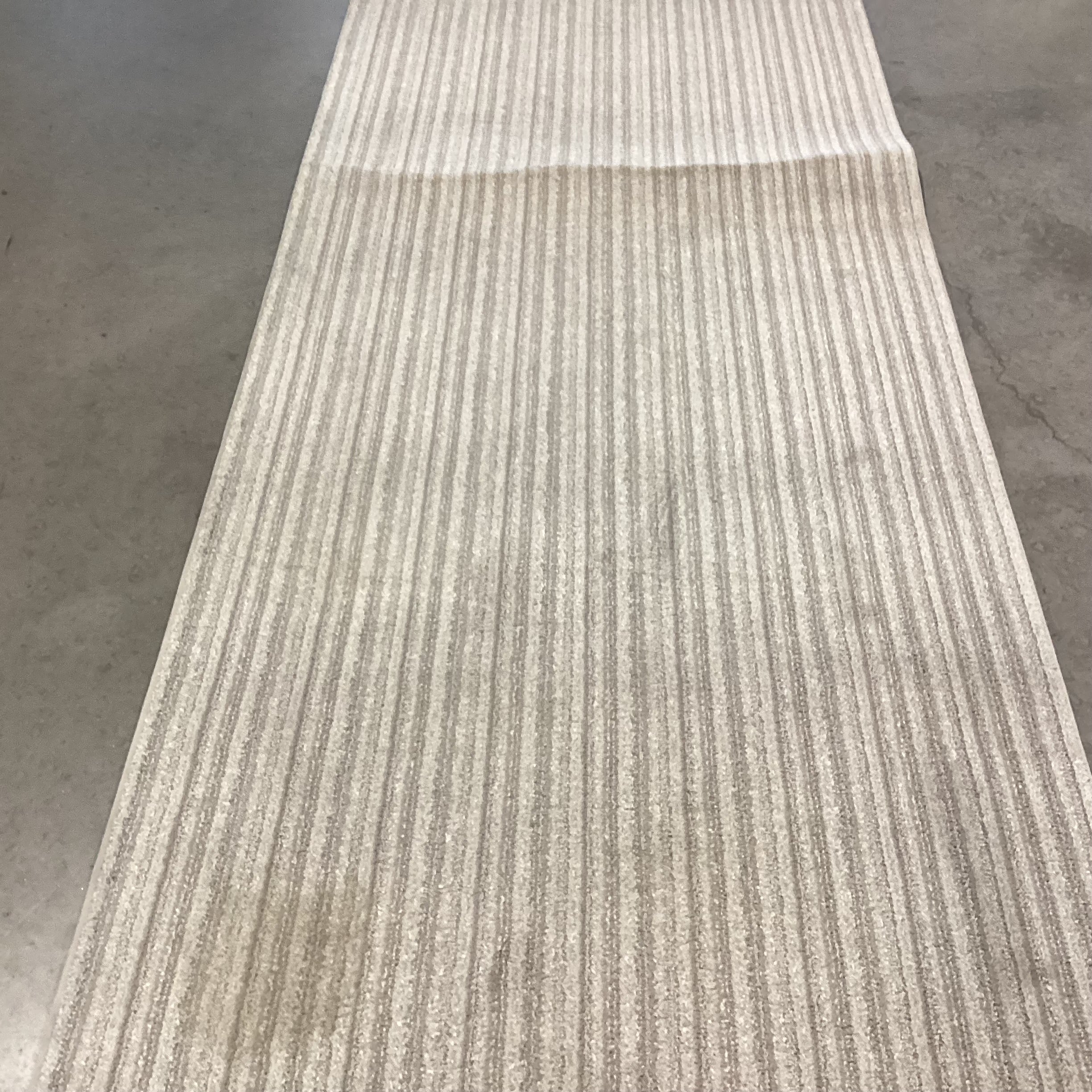 Grey Ivory Woven Pile Nylon Runner Rug 3'4"x 32'7"