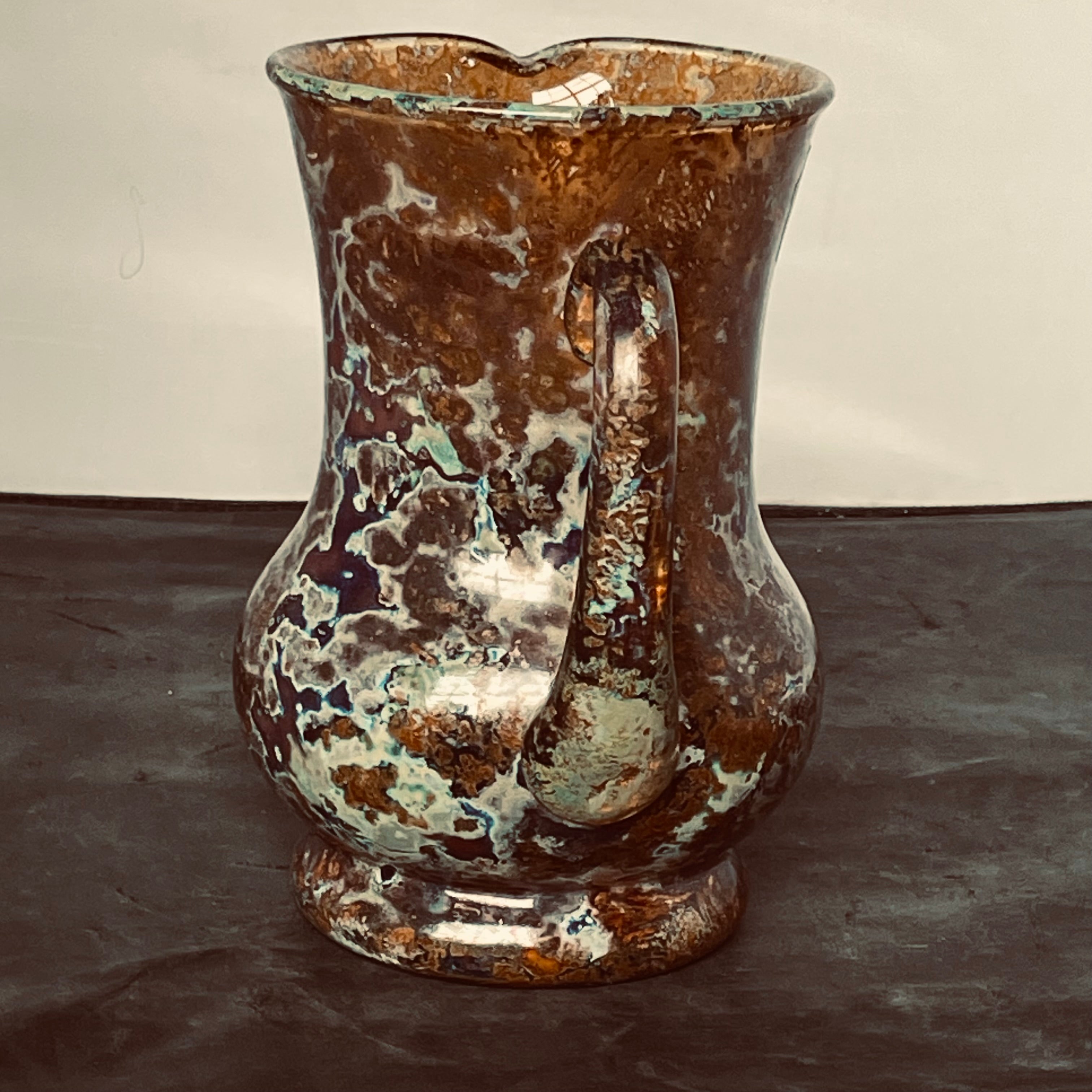 Antique Knizek Style Pandora Glass Pitcher, 7"x 8.5"