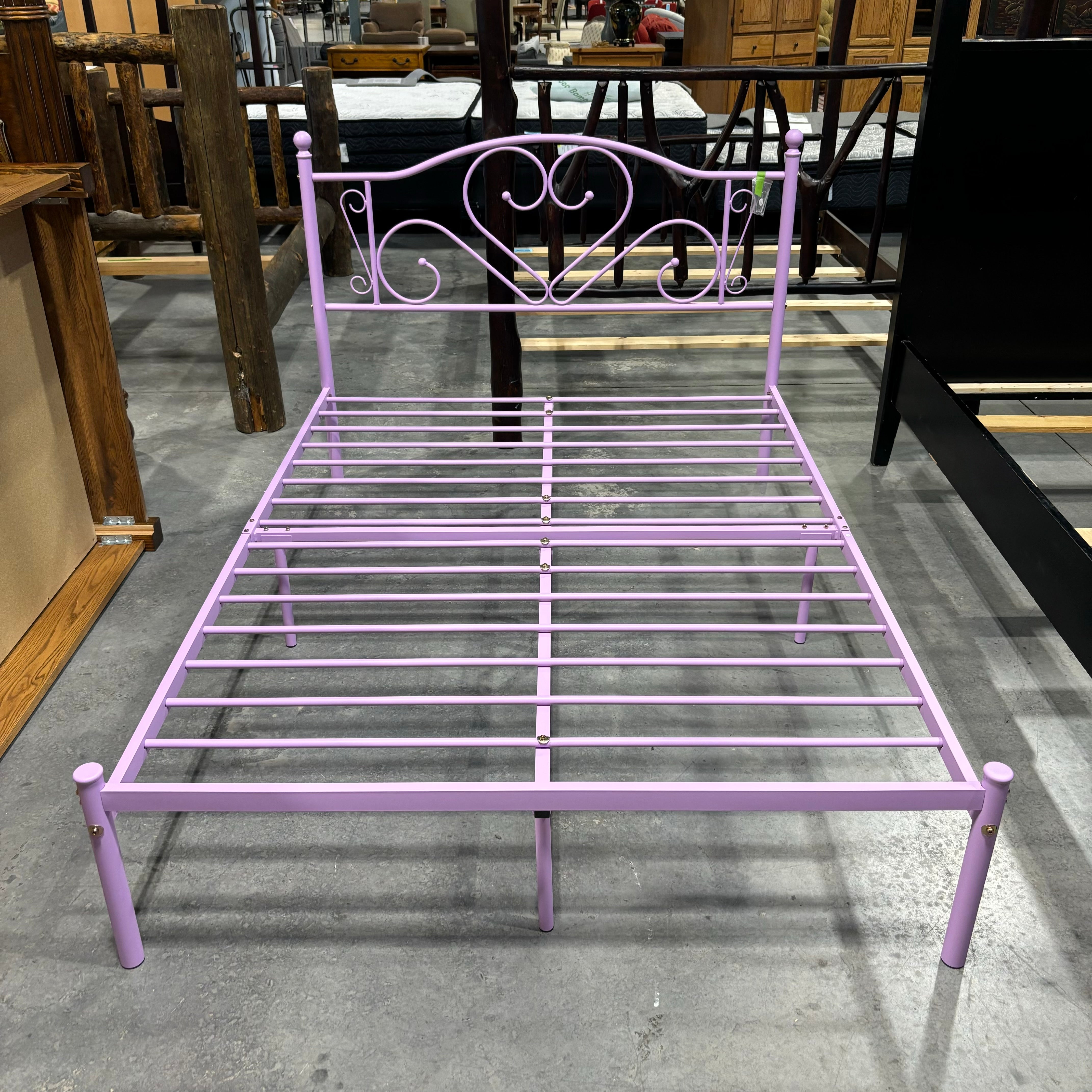 FULL Purple Ornate Metal Headboard Platform Bed 56"x 78"x 42"