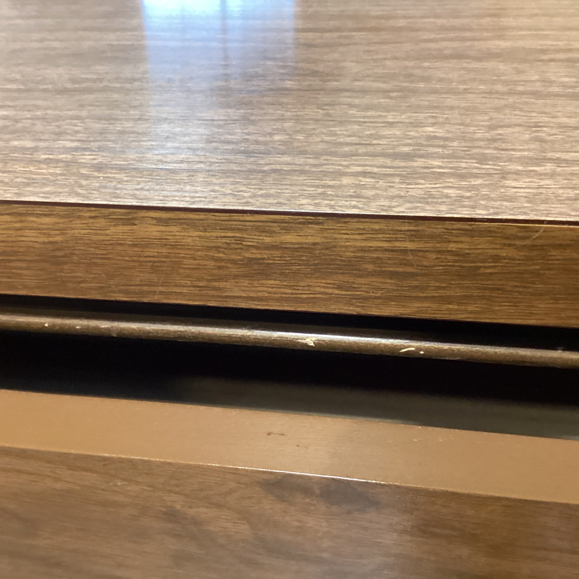 Mid Century Walnut & Veneer 4 Drawer Chest 34"x 18"x 42"