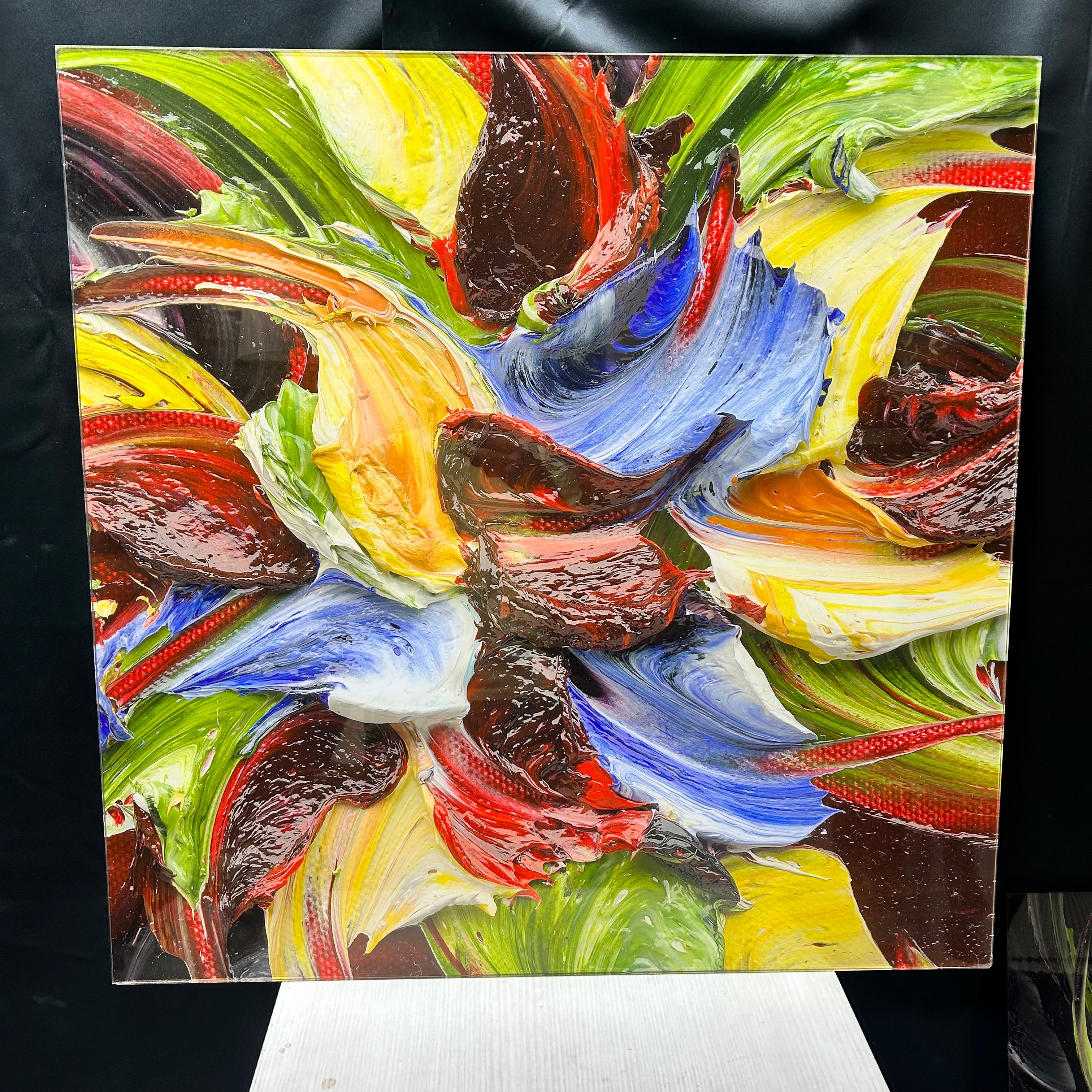 Renea Menzies Abstract Flower Print With Acrylic Cover  32"x 32"