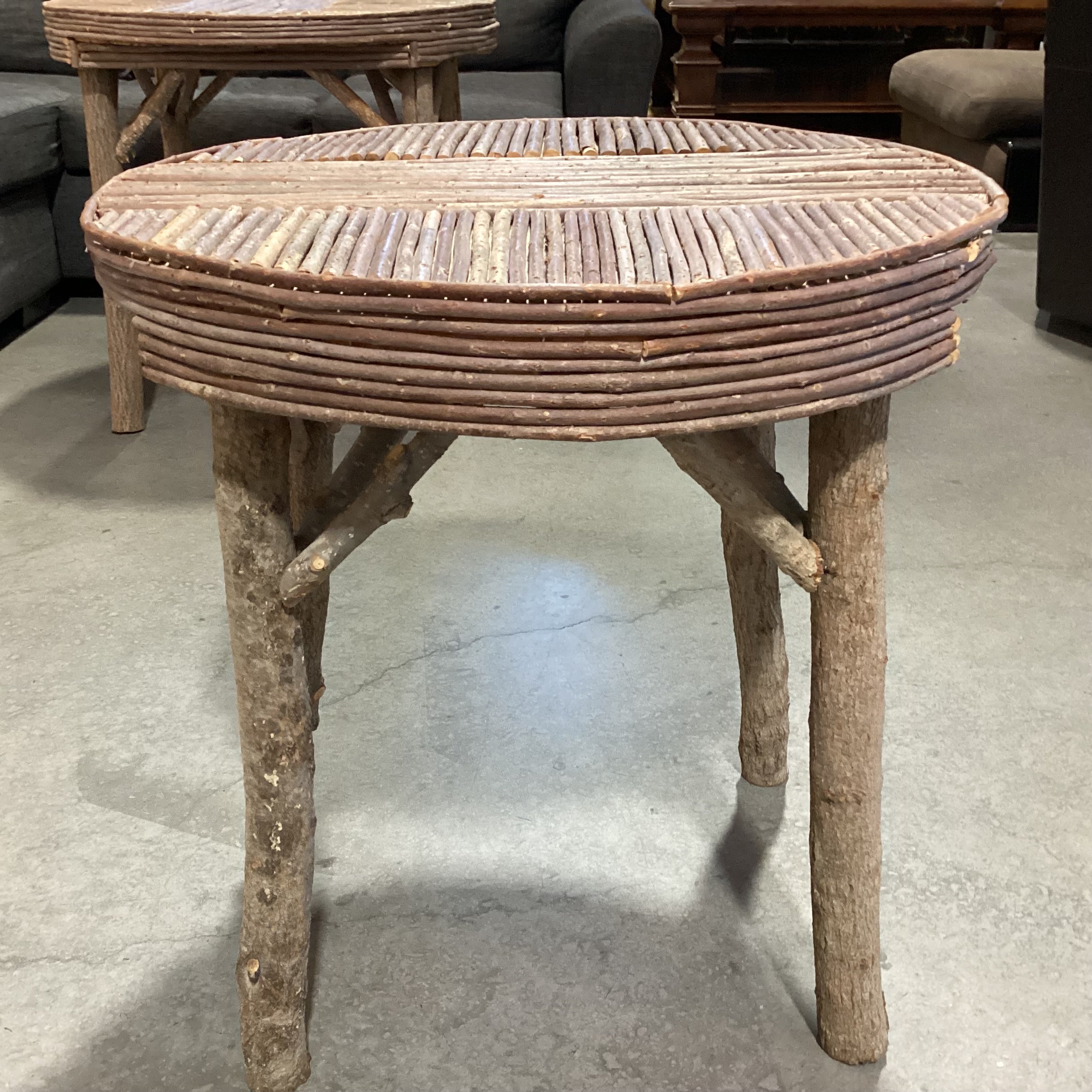 Round Log & Branch Rustic Accent Table  24.5" Diameter x 26.5"