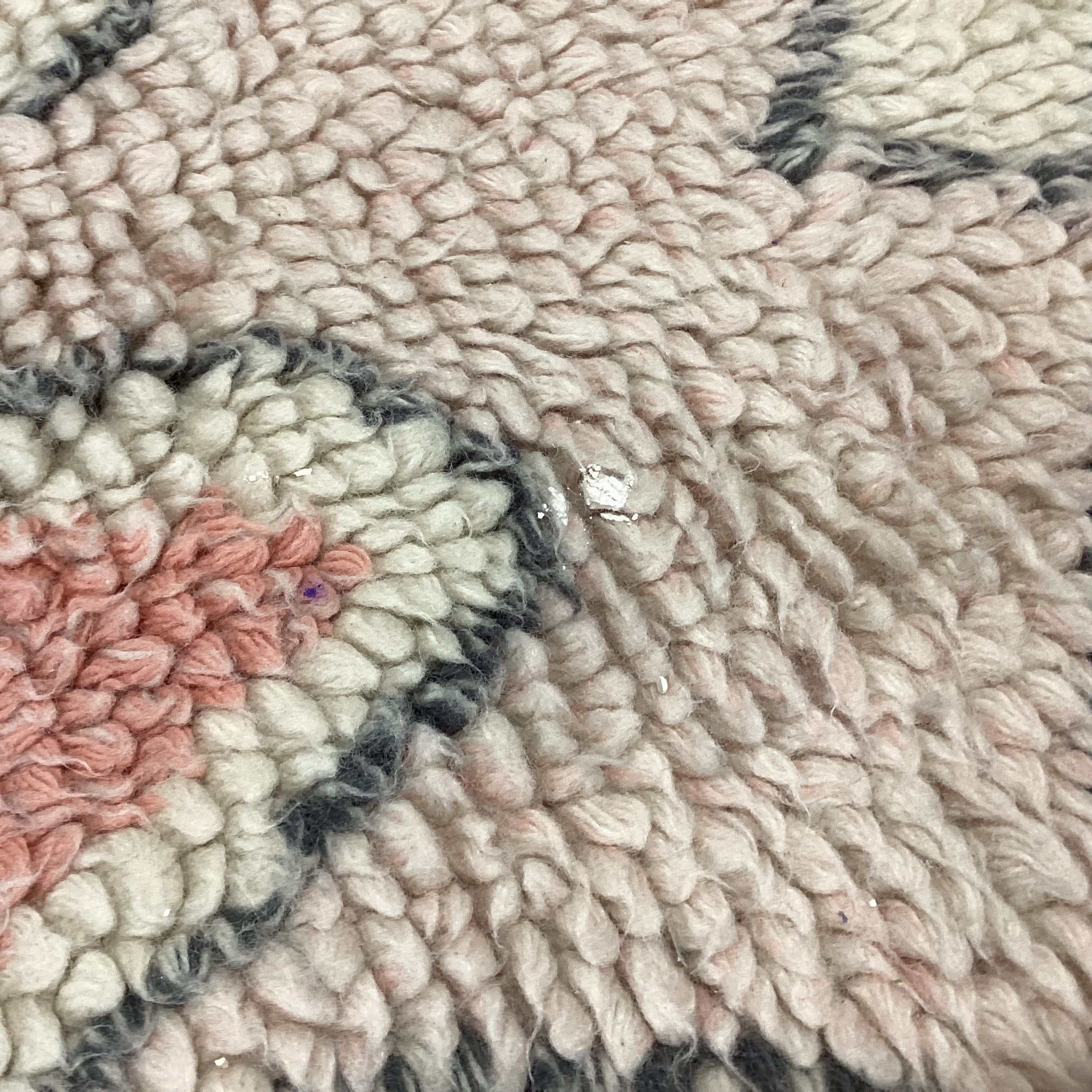 Opal House Cream Coral Pink & Grey Diamond Pattern Wool Rug 7'x 10'