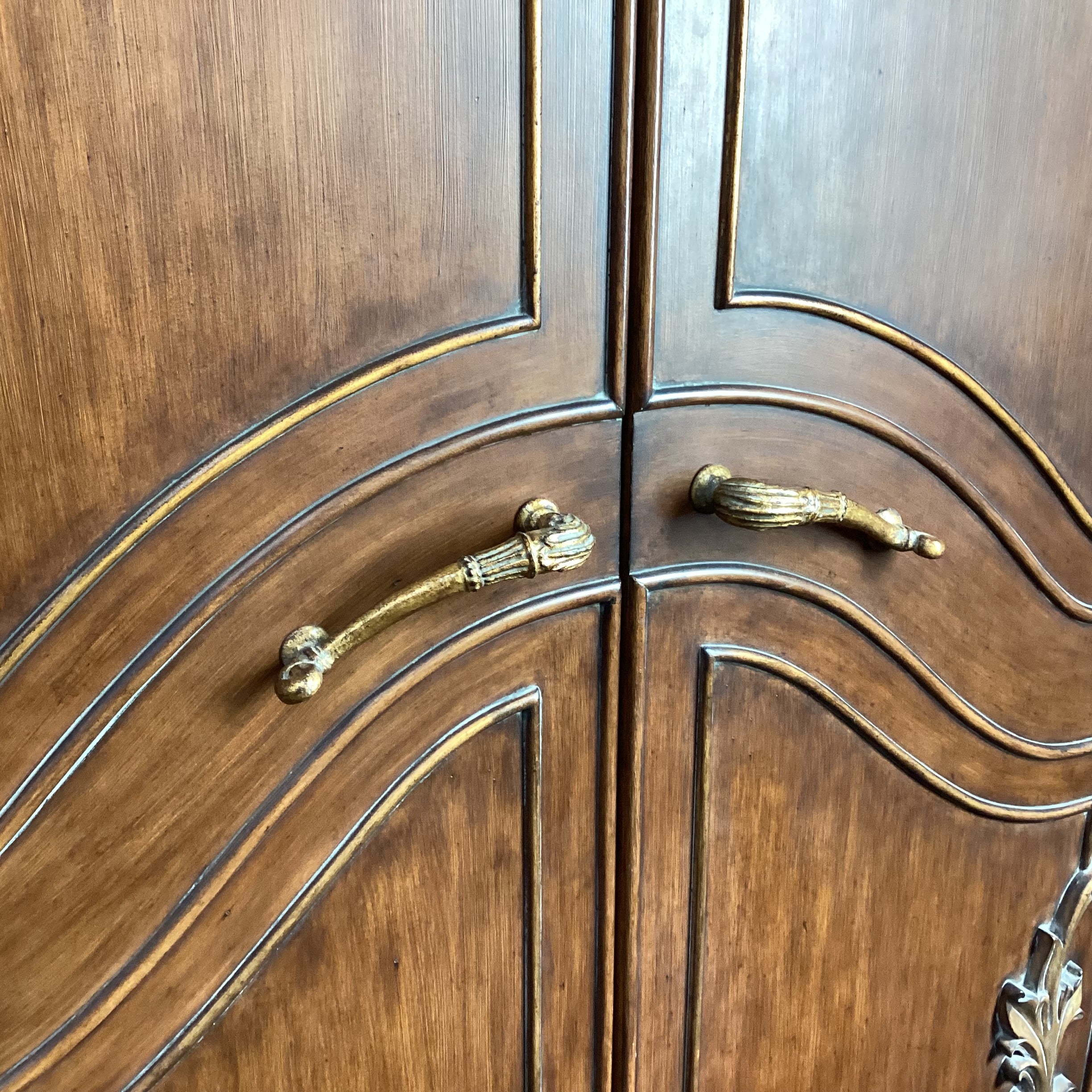 Ornate Carved Wood with Gold Accent 2 Door 3 Drawer Wardrobe Armoire 54"x 25"x 93"