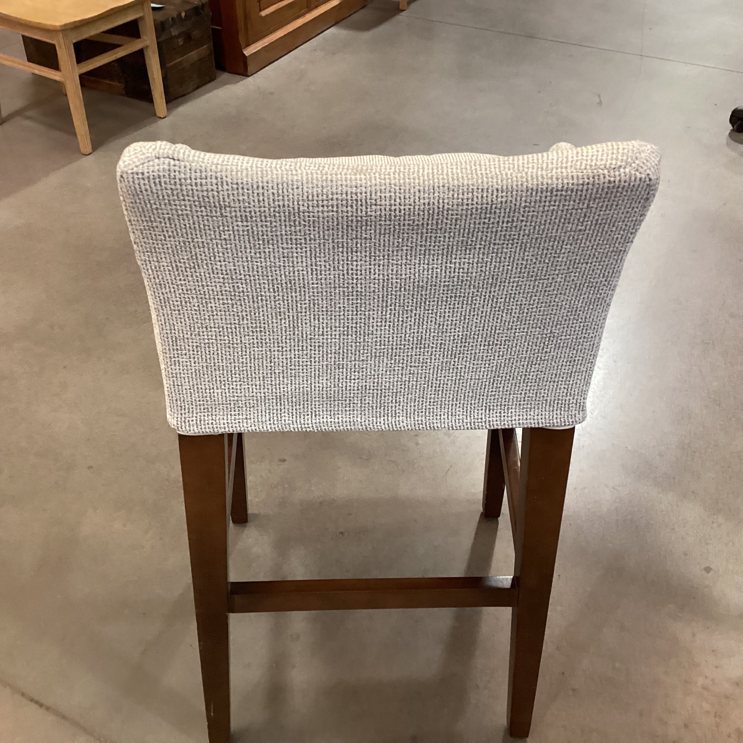 Lee Industries Ivory Grey Woven Slipcovered & Wood Barstool 31"