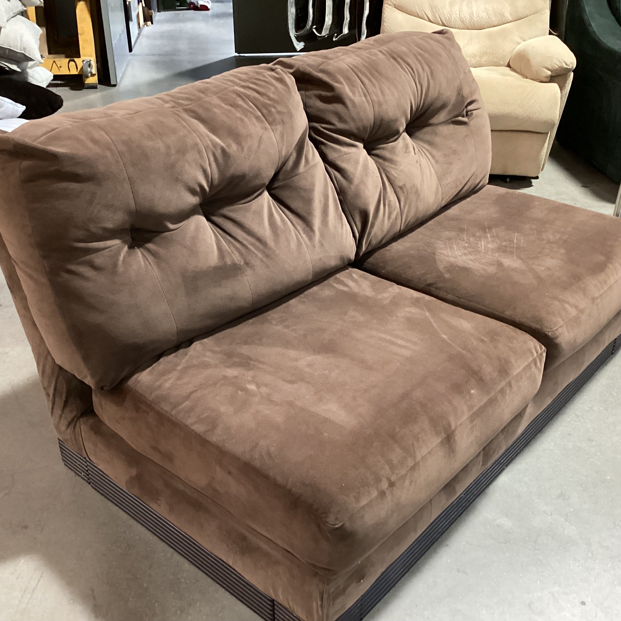 Brown Micro Plush Armless Loveseat Sofa 62"x 40"x 34"