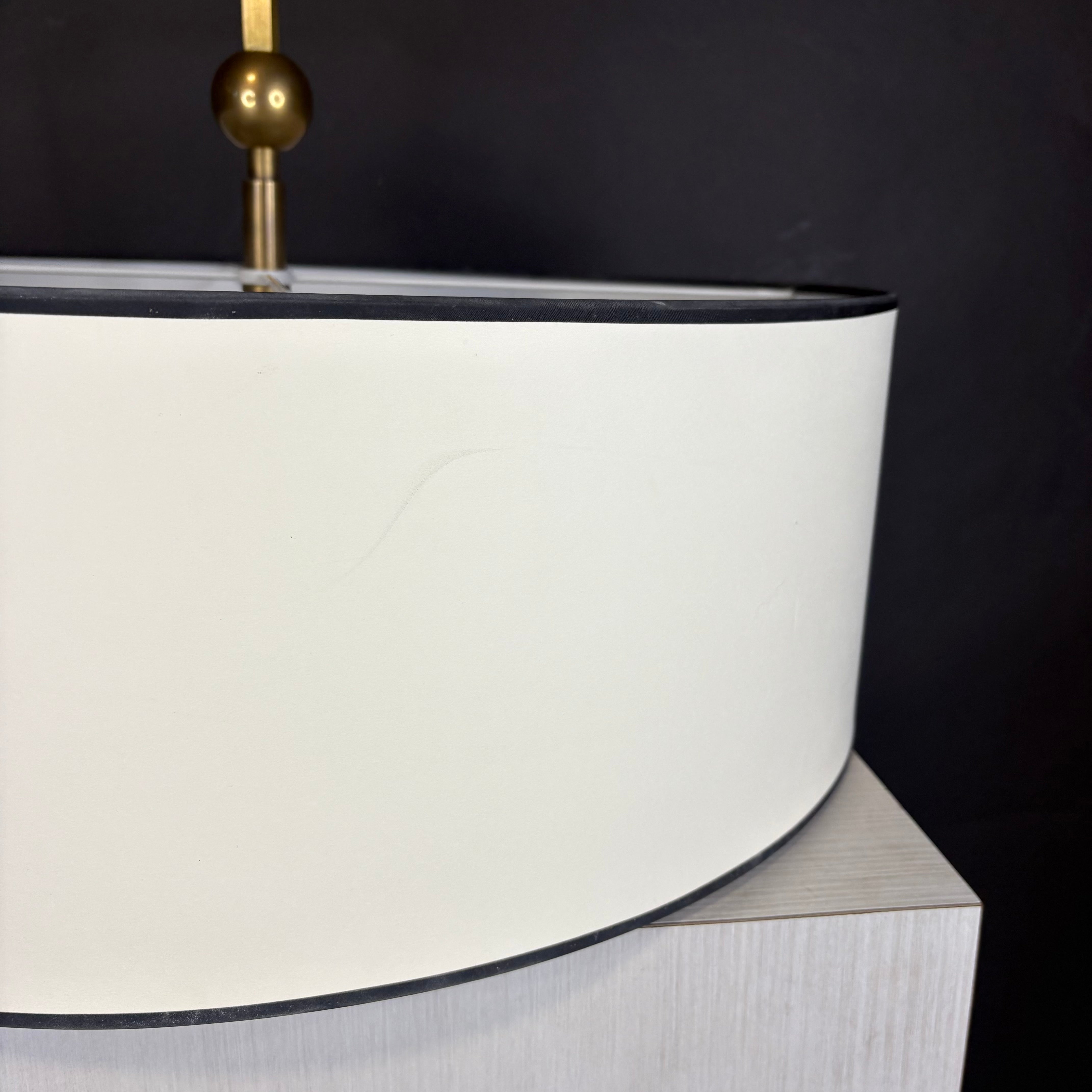 Visual Comfort Reed 2-Light Brass with Drum Shade Ceiling Pendant 22” Diameter x 18”