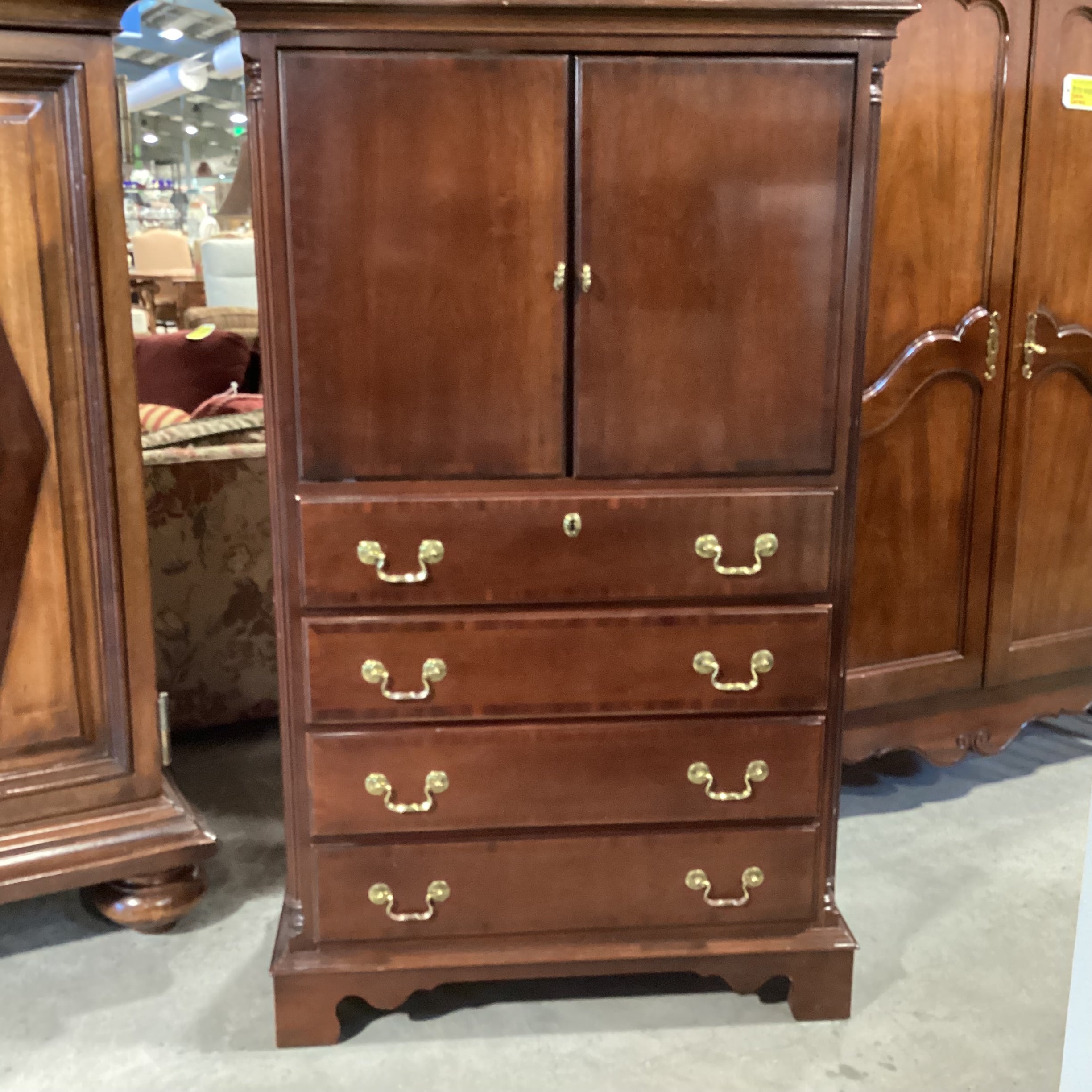 Lexington Dark Finish Wood 2 Door 4 Drawer Cabinet Dresser 36"x 21"x 60"