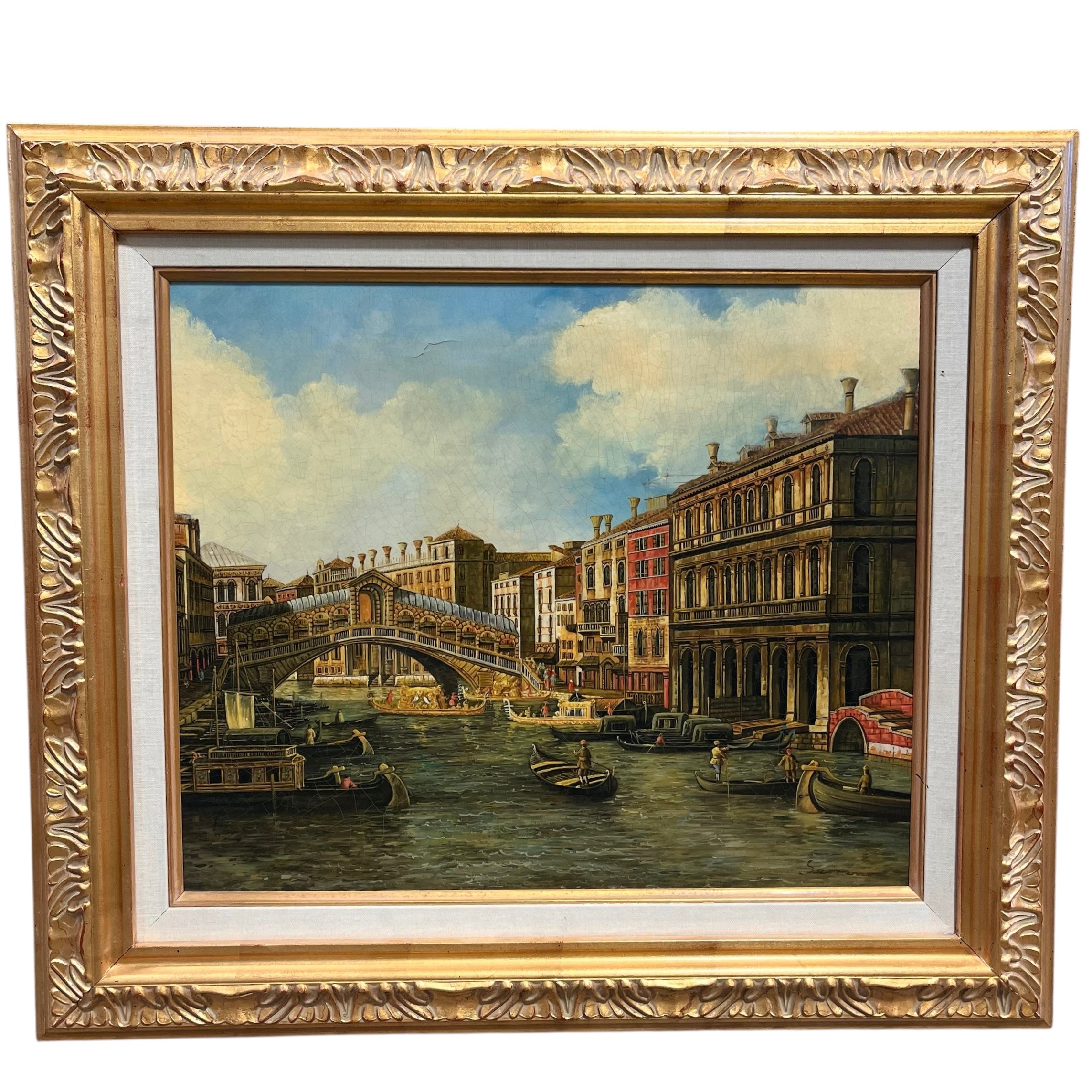 Serrano Hand Painted Venice Grand Canal Oil on Canvas Wall Decor; 31.5"x 27"x 2"