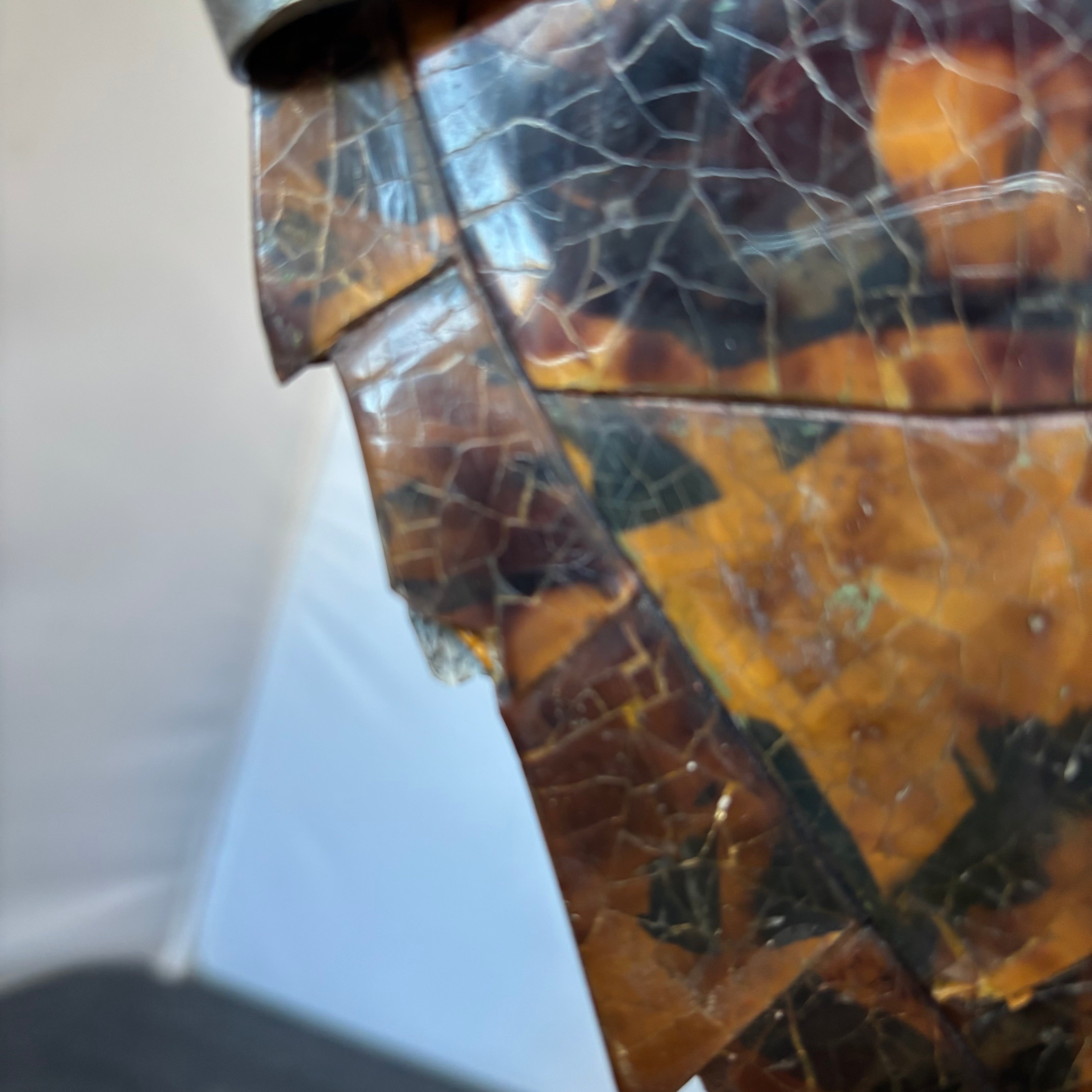 Decorative Detailed Faux Turtle Shell on Metal Stand, 8" x 17"