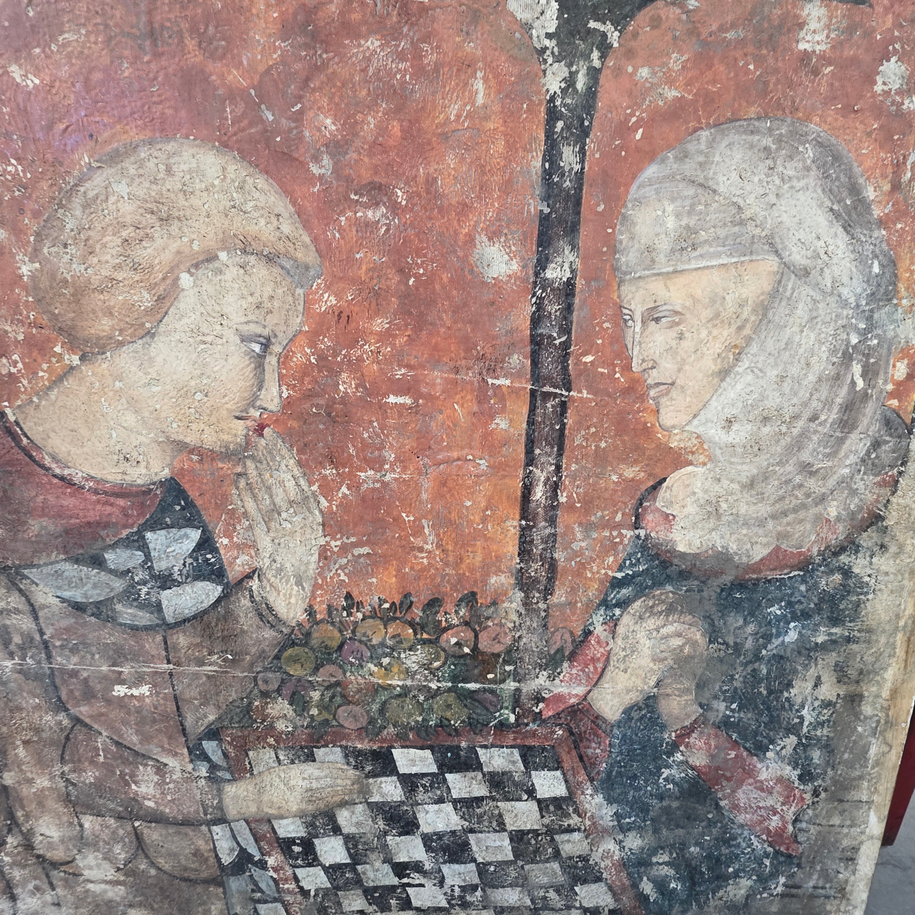 Vintage Reproduction "Chatelaine of Vergy" Davanzati Palace, Florence on Wood 35.5"x59"