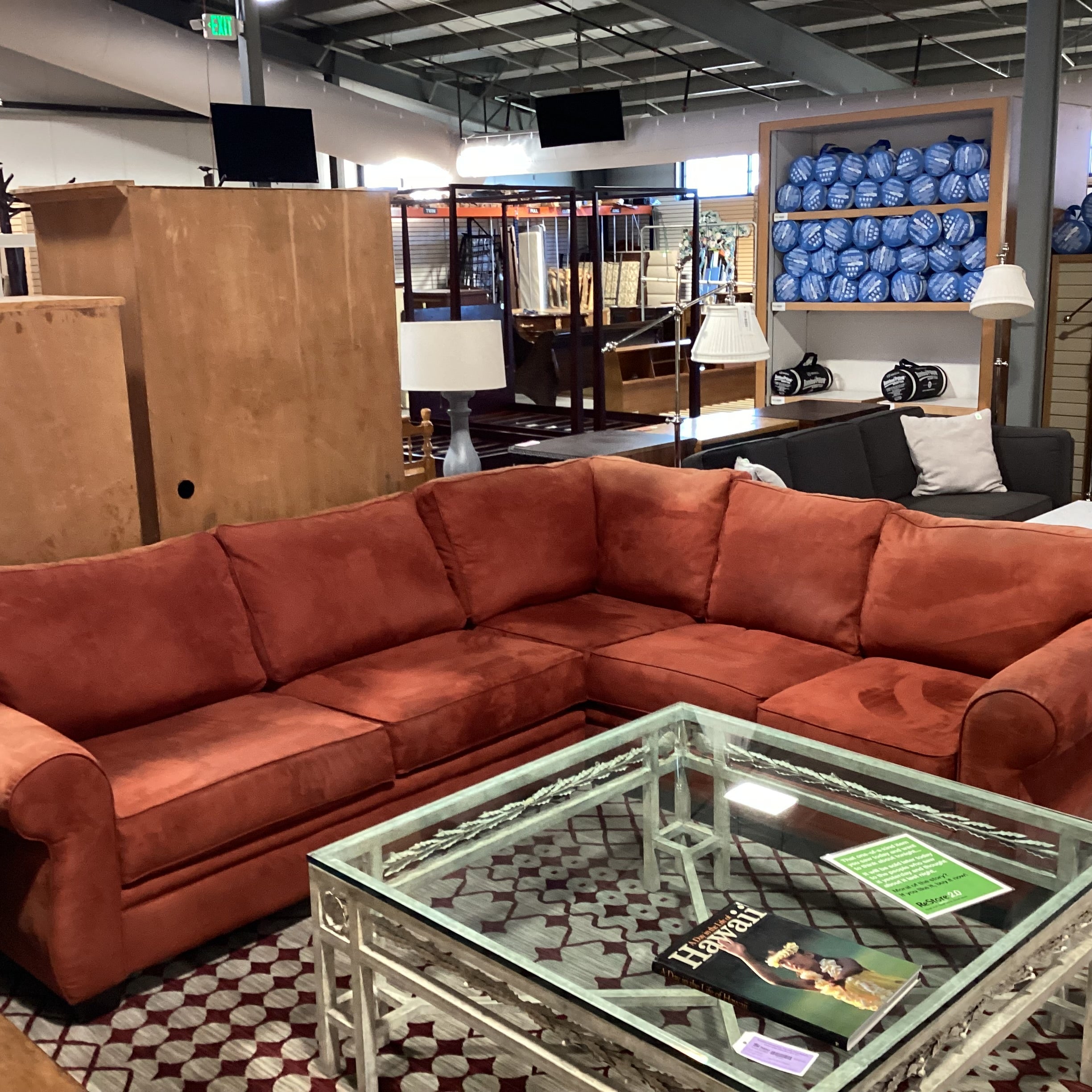 Red Micro Suede 2 Piece Sectional 110"x 92"x 37"x 32"