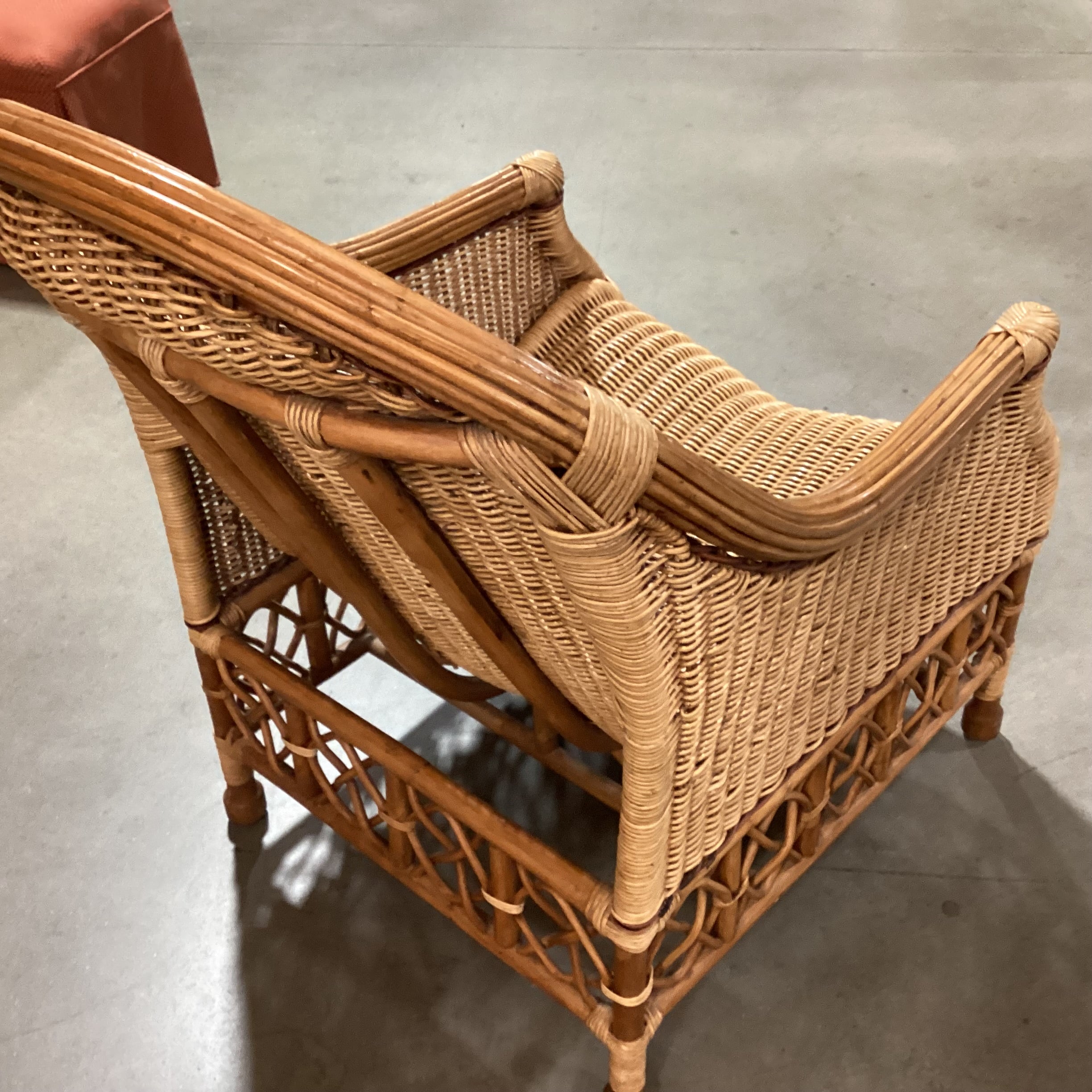 Palecek Wicker with Sheepskin Chair 26"x 36"x 39"