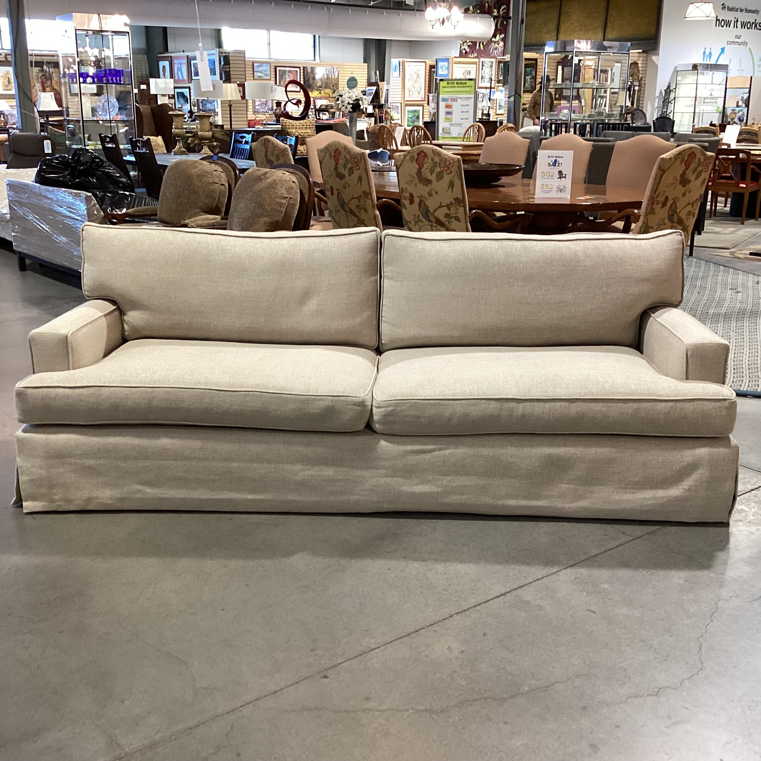 Barclay Buttera Home Los Angeles Oatmeal Heavy Texture Down Mix Custom Sofa 98"x 41"x 32"