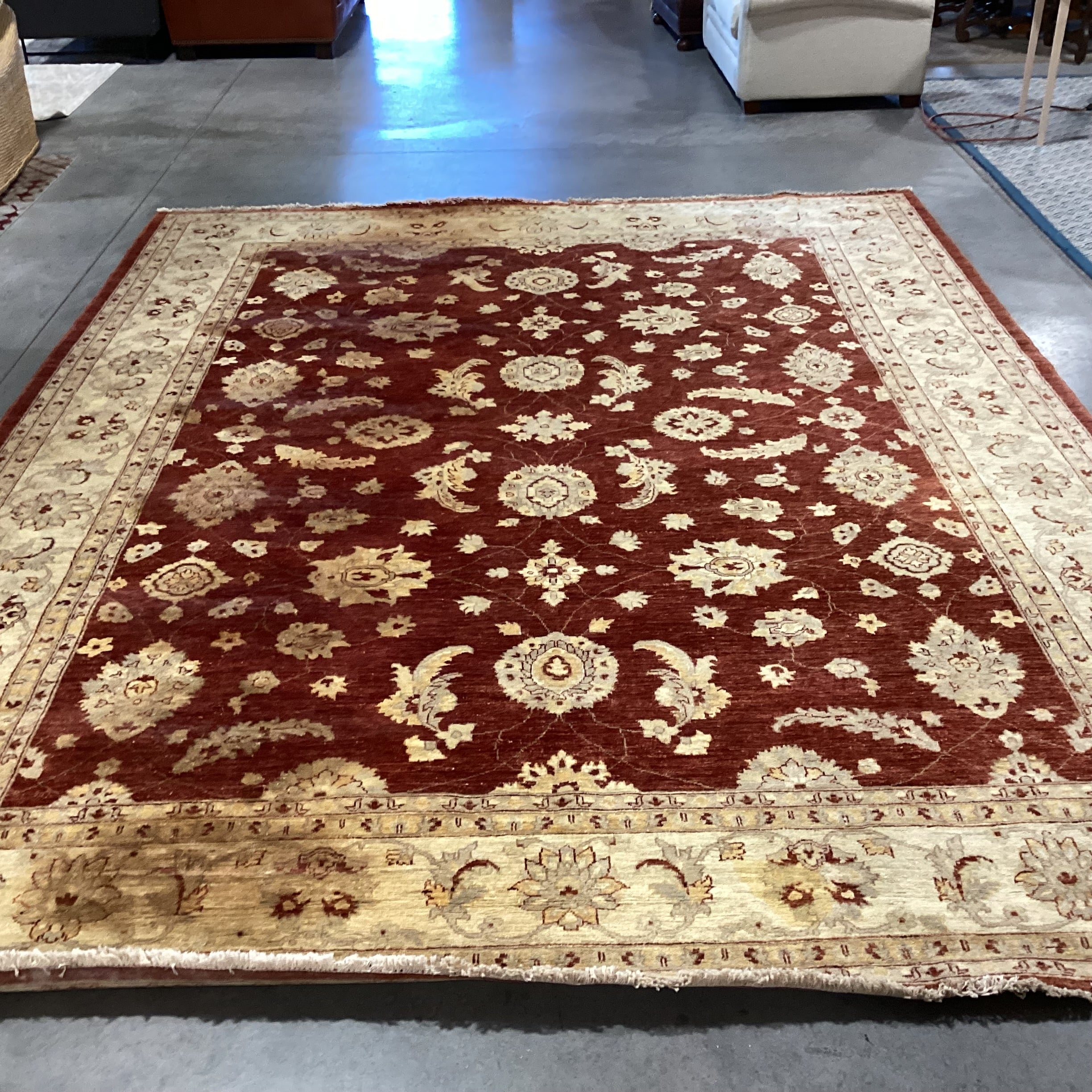 Red Rust & Gold Hand Woven Wool Rug 10'7"x 13'9"