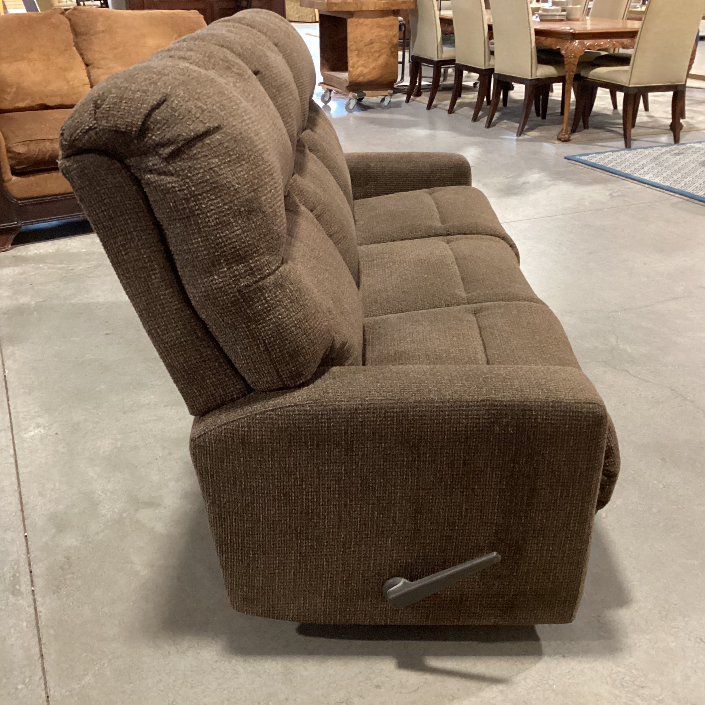 Best Chairs Furniture Brown Woven Upholstery Double Recling Sofa 81"x 36"x 43"