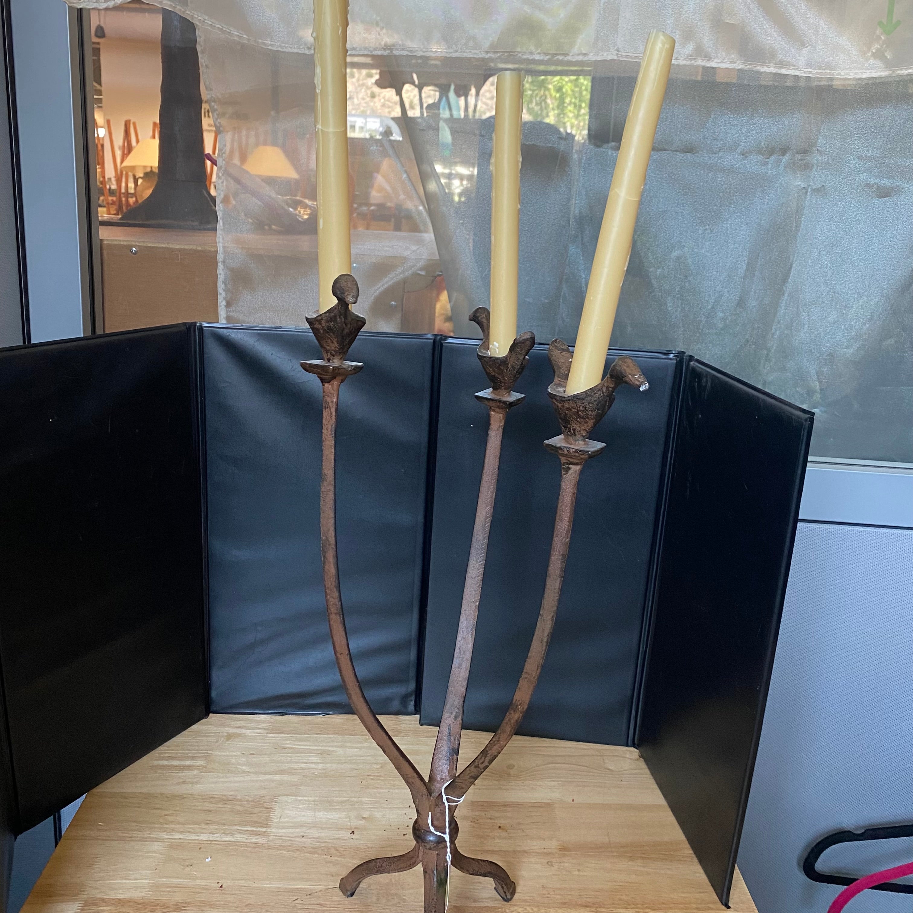 Hand Forged Iron Bird Candleholder 19"x 12"